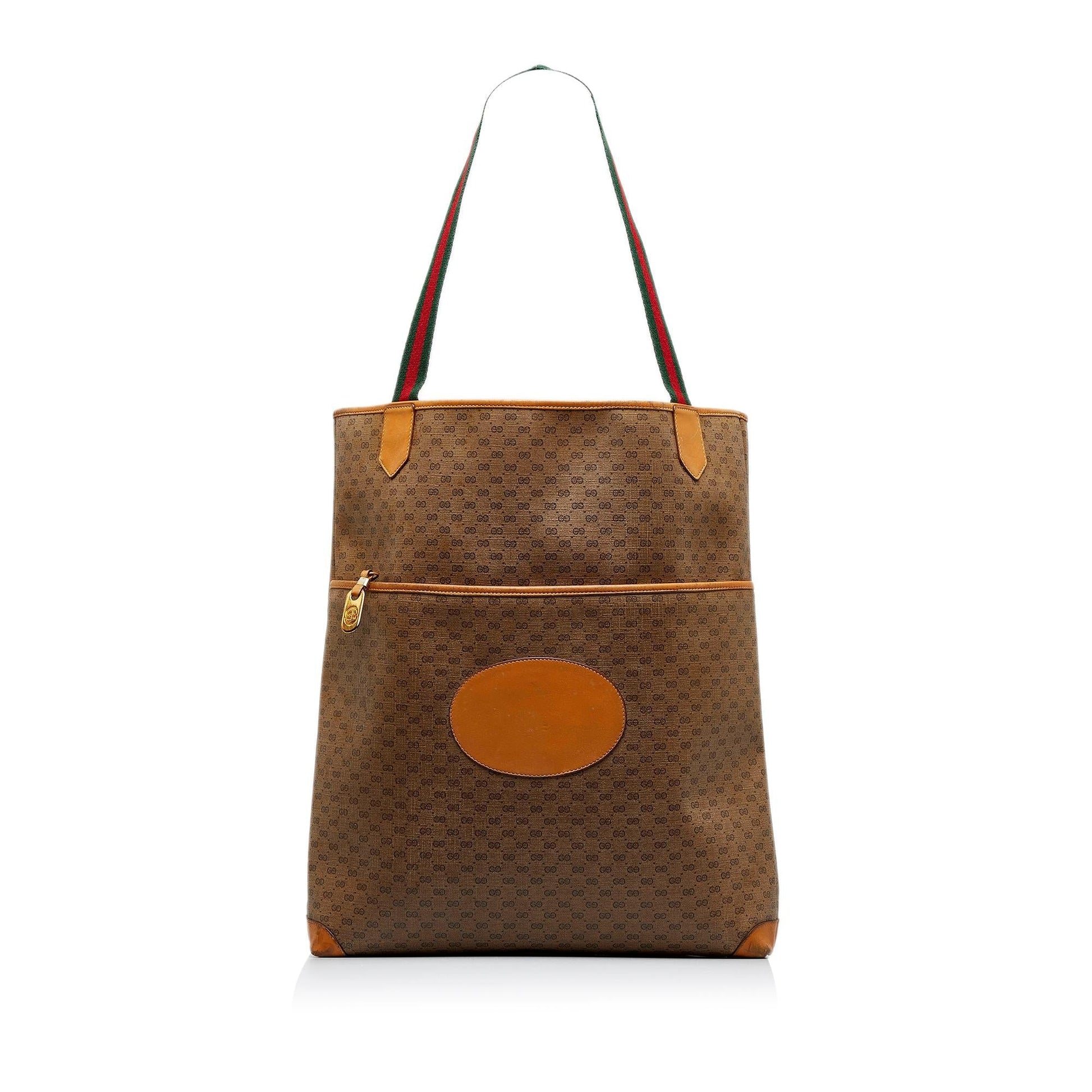 Gucci Micro GG Supreme Web SHG-wTF3Xd Canvas Calf Brown Tote Bag