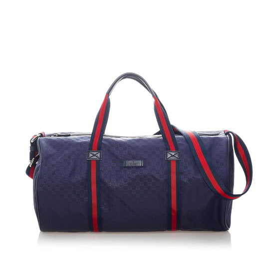 Gucci Micro GG Web Boston SHG Canvas Black Satchel Bag