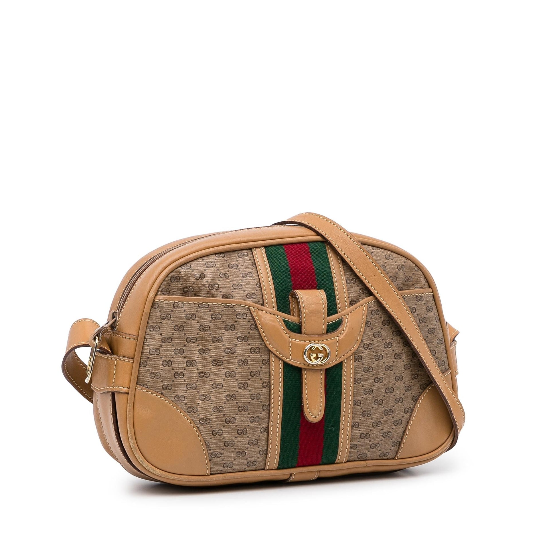 Gucci Micro GG Web SHG-o9I32p Calf Brown Crossbody Bag