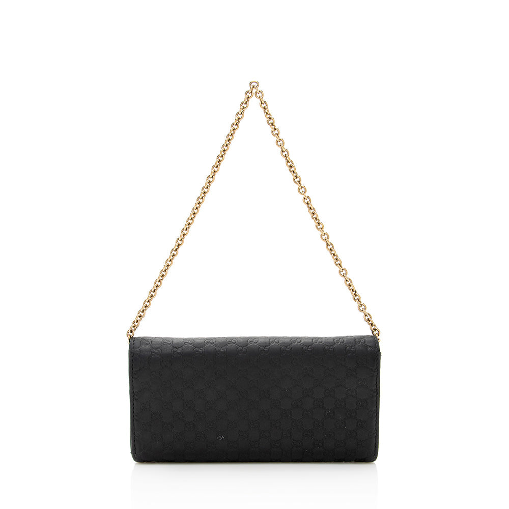 Gucci Micro Guccissima Wallet on SHF Leather Black Chain Shoulder Bag