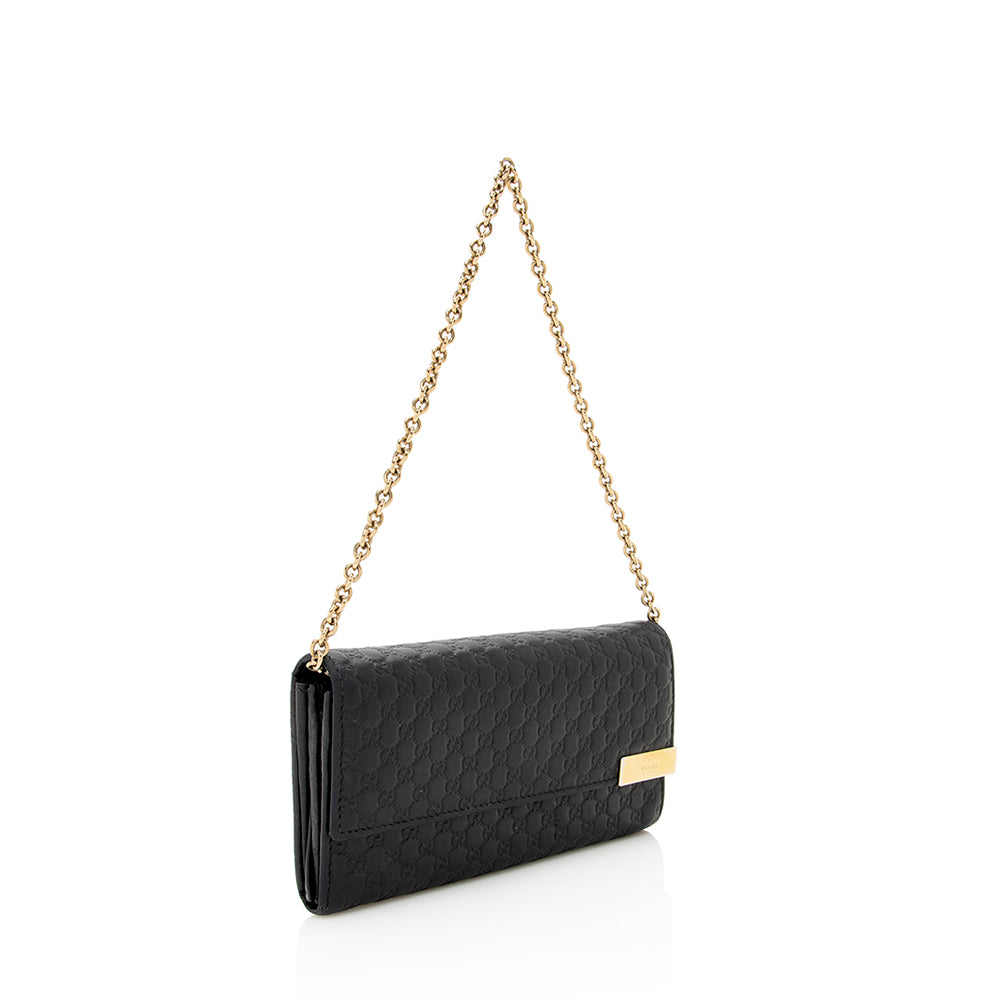 Gucci Micro Guccissima Wallet on SHF Leather Black Chain Shoulder Bag
