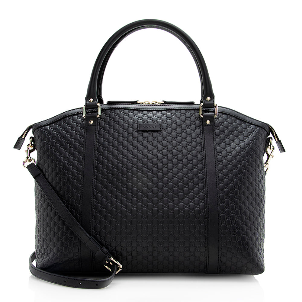 Gucci Microguccissima Dome SHF Leather Black Large Satchel Bag