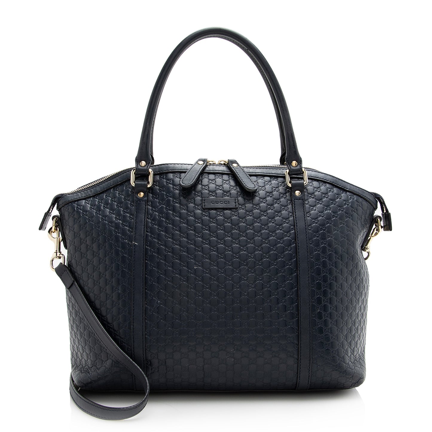 Gucci Microguccissima Dome SHF Leather Blue Medium Satchel Bag