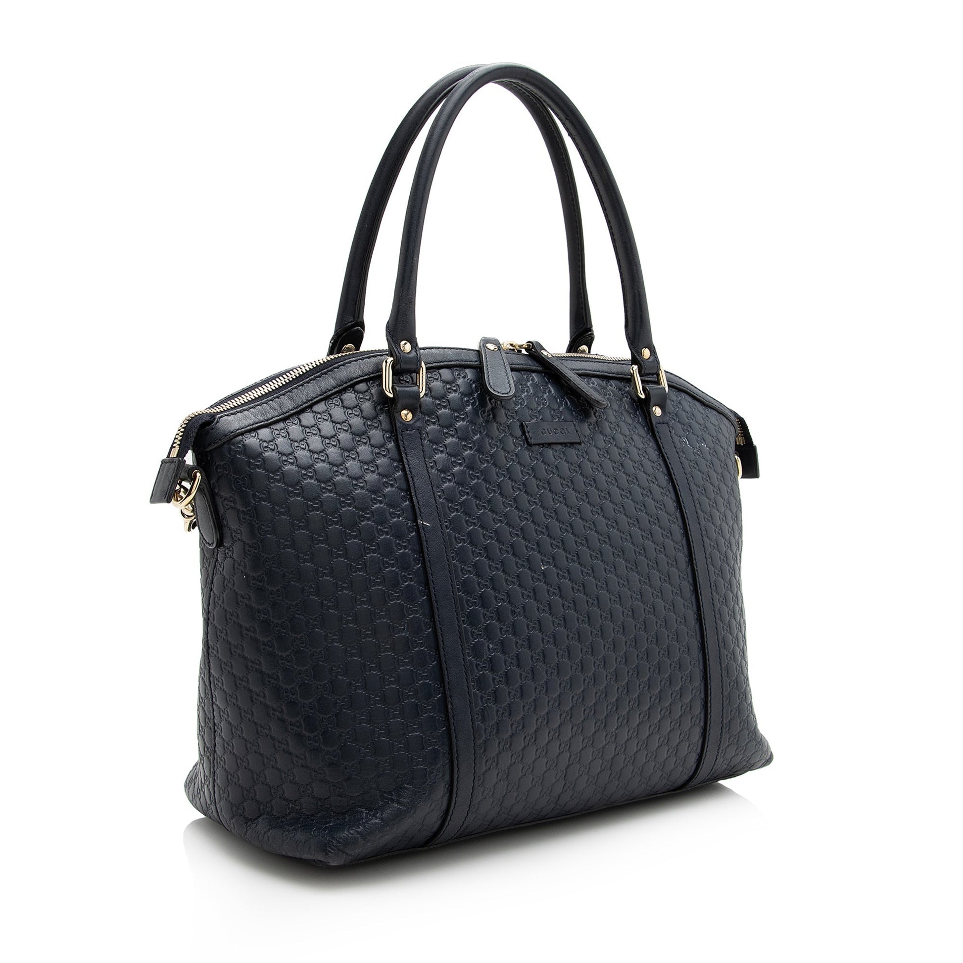 Gucci Microguccissima Dome SHF Leather Blue Medium Satchel Bag