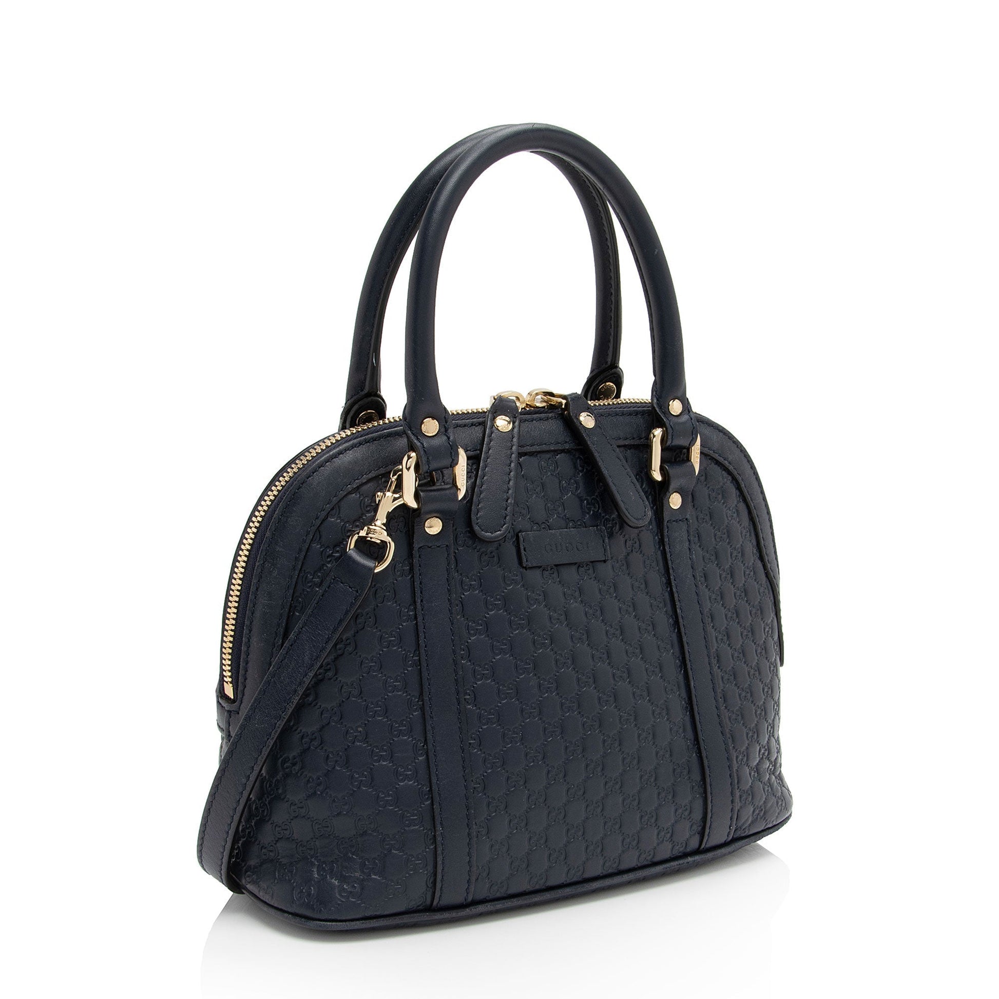 Gucci Microguccissima Dome SHF-CcWcTN Leather Blue Small Satchel Bag