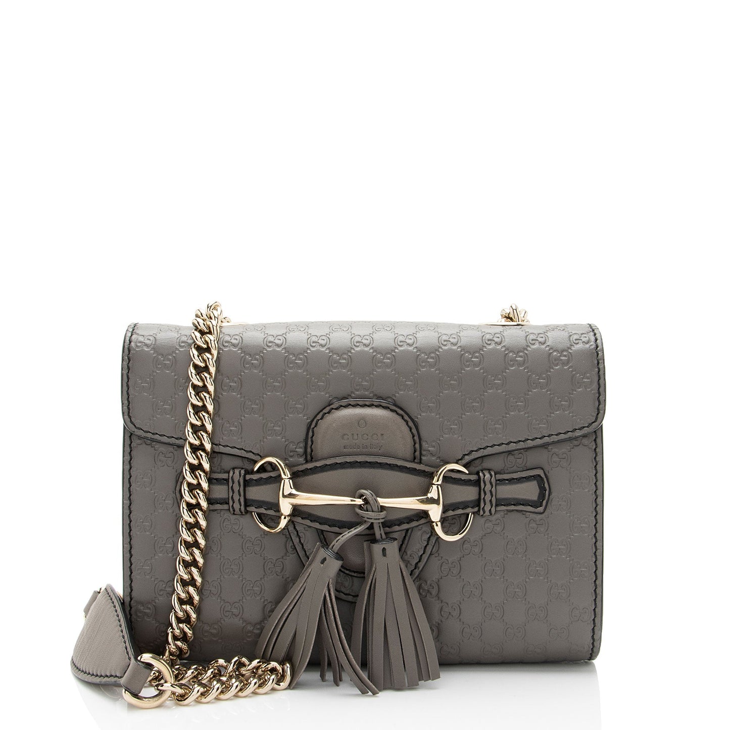 Gucci Microguccissima Emily Leather Grey Mini Crossbody Bag Shf Hah7Fj