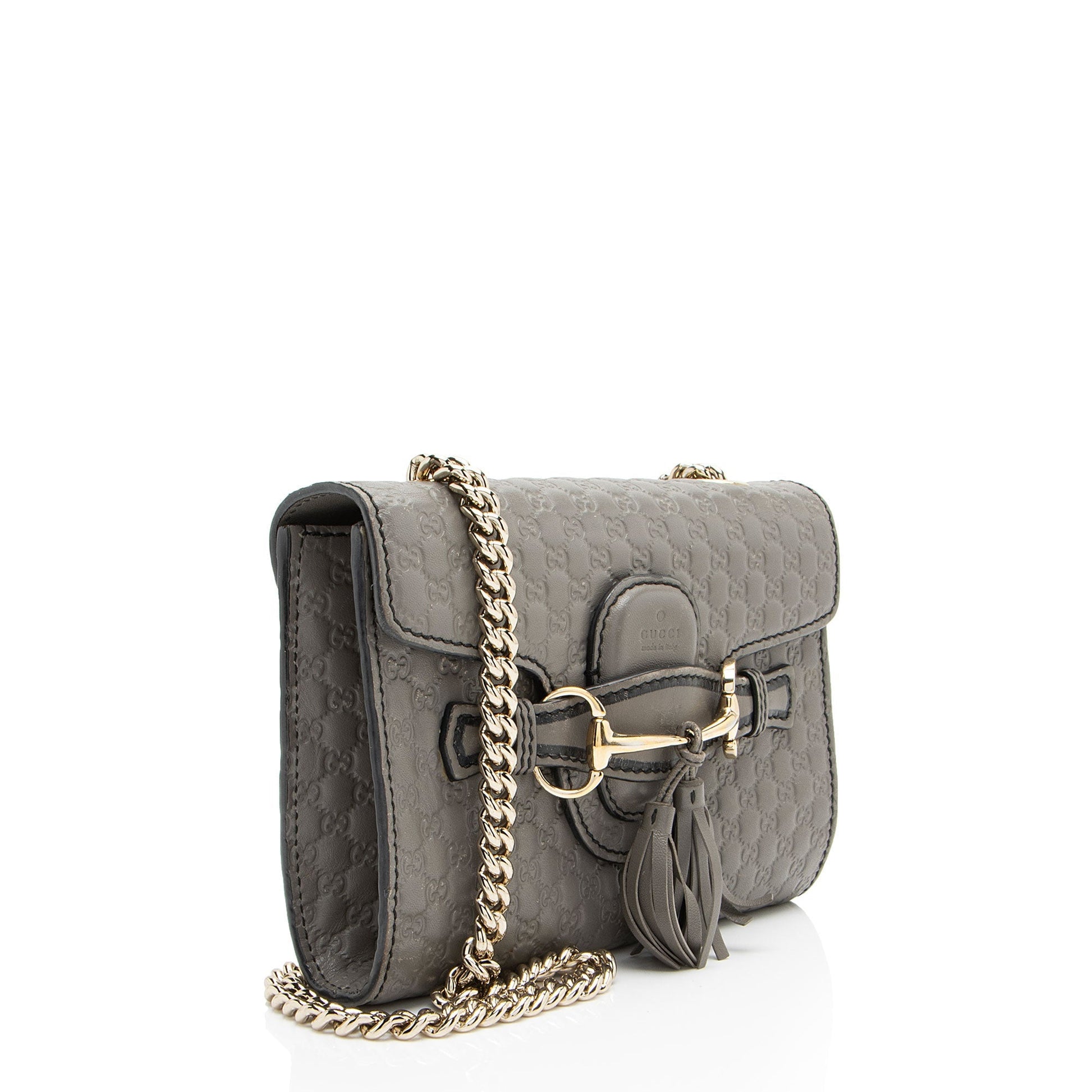 Gucci Microguccissima Emily Leather Grey Mini Crossbody Bag