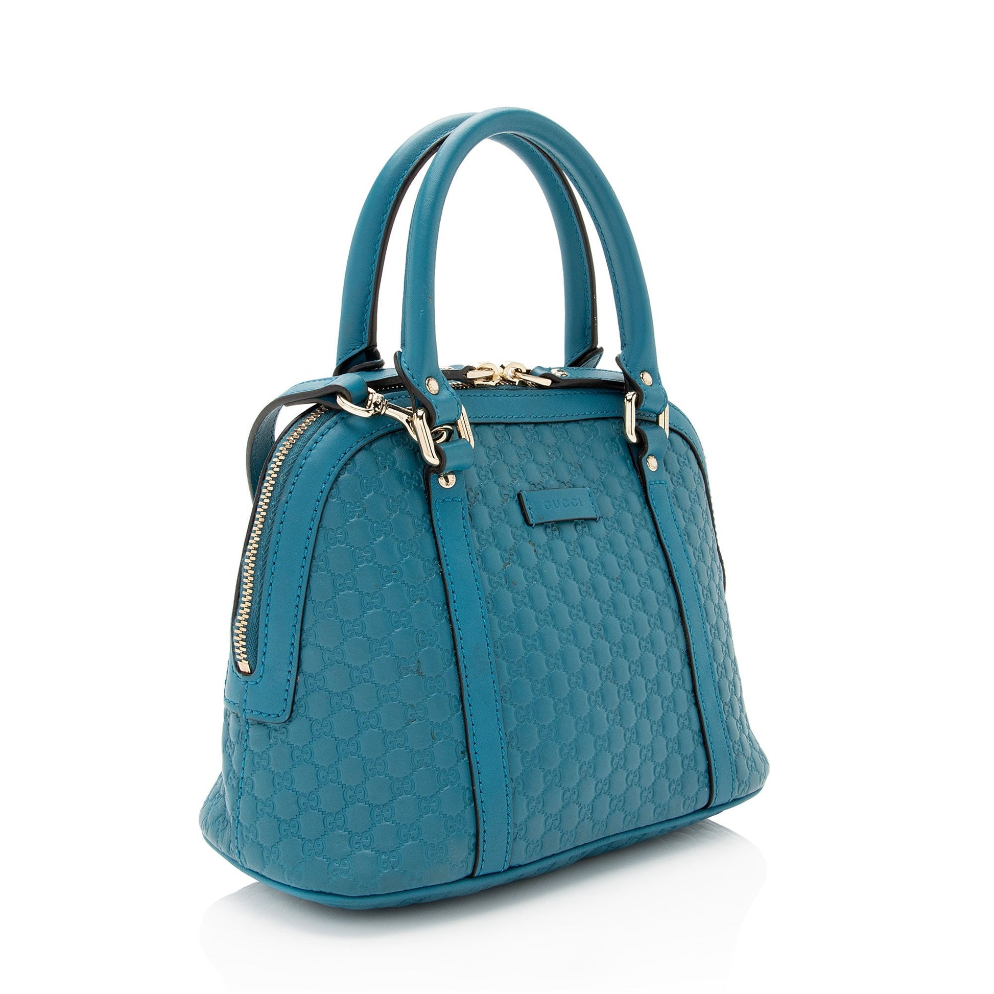 Gucci Microguccissima Dome Leather Blue Small Satchel Bag