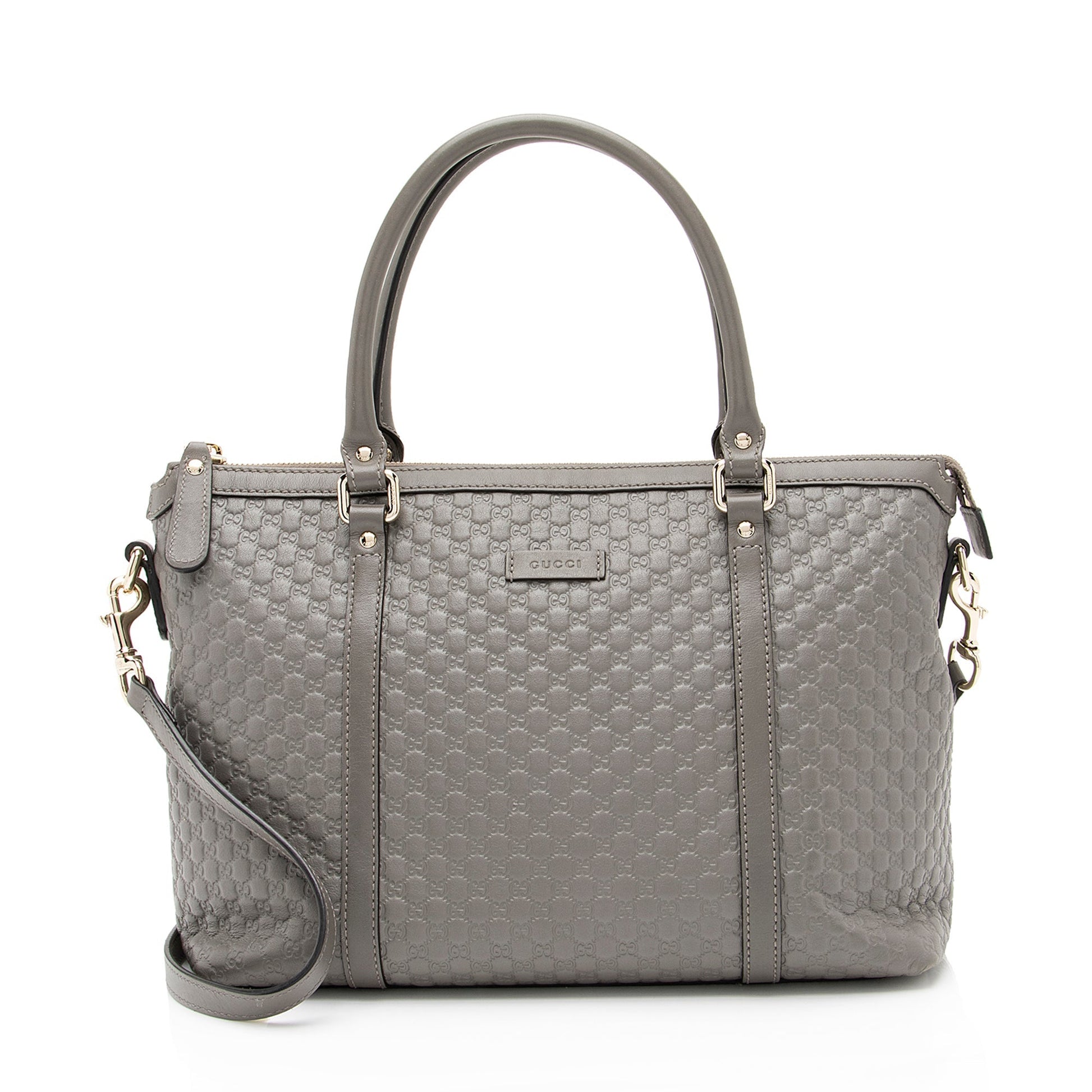 Gucci Microguccissima Joy Zip SHF Leather Grey Medium Tote Bag