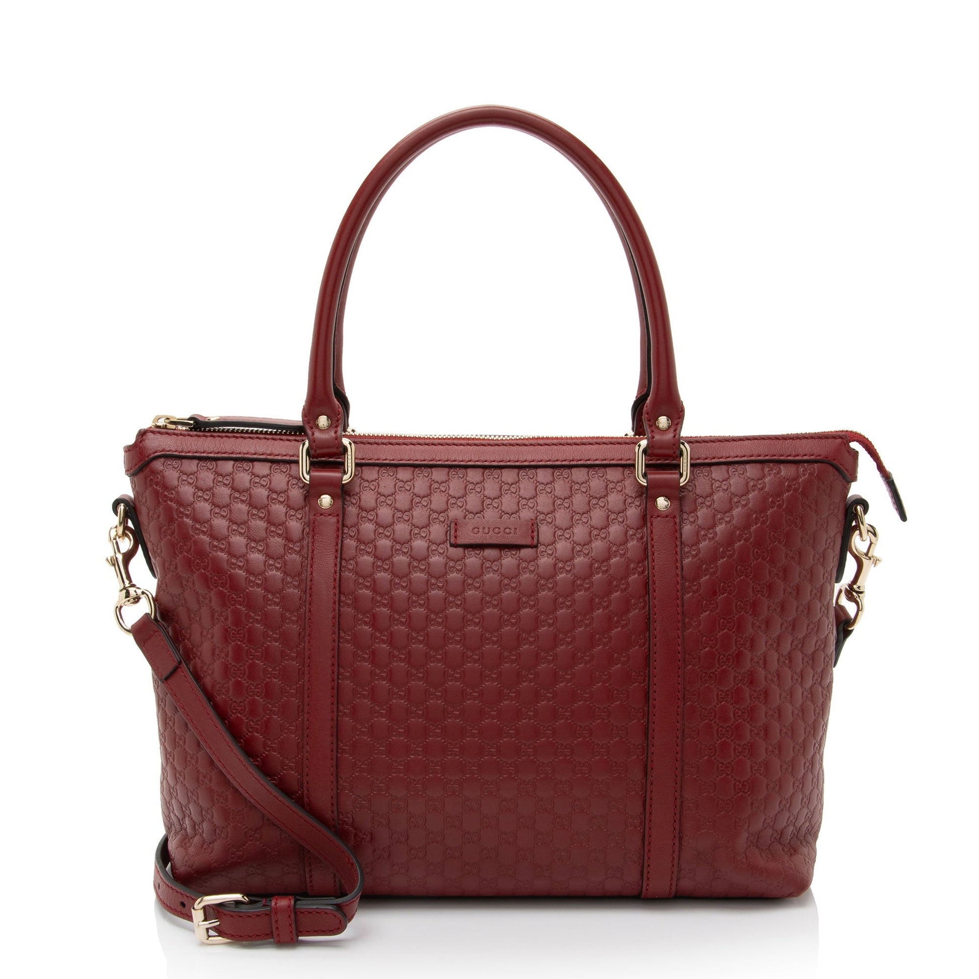 Gucci Microguccissima Joy Zip Leather Red Small Tote Bag