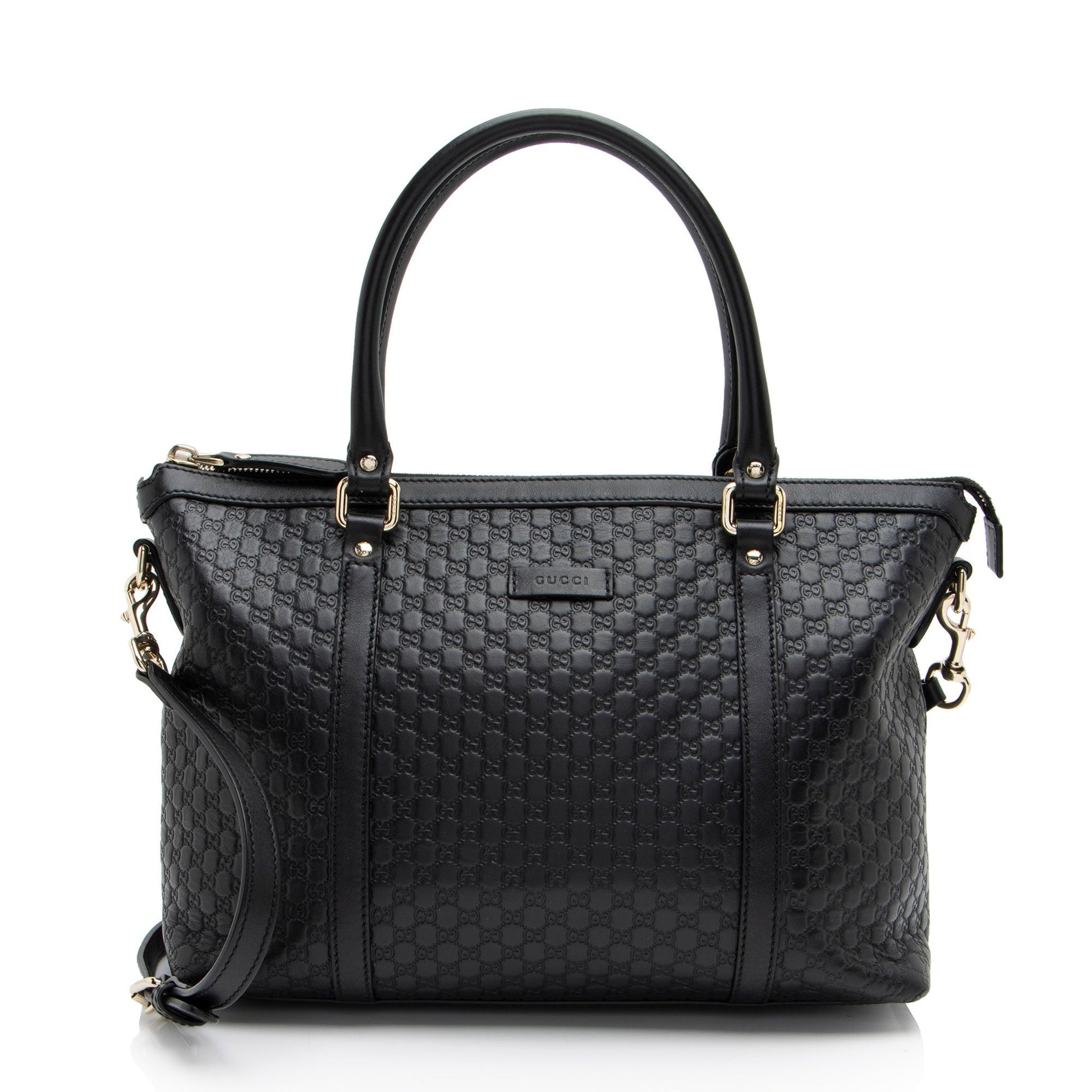 Gucci Microguccissima Joy Zip SHF-EjECwm Leather Black Small Tote Bag