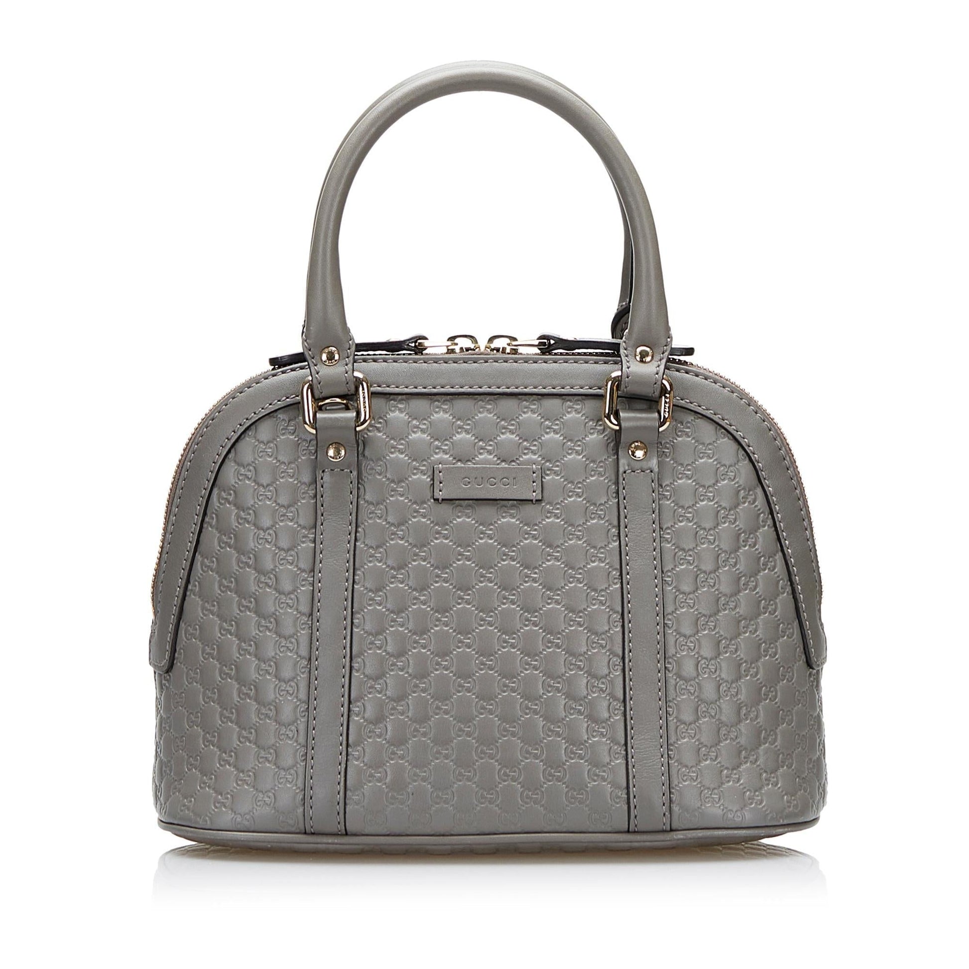 Gucci Microguccissima Dome SHG-MPIMWh Calf Grey Mini Satchel Bag