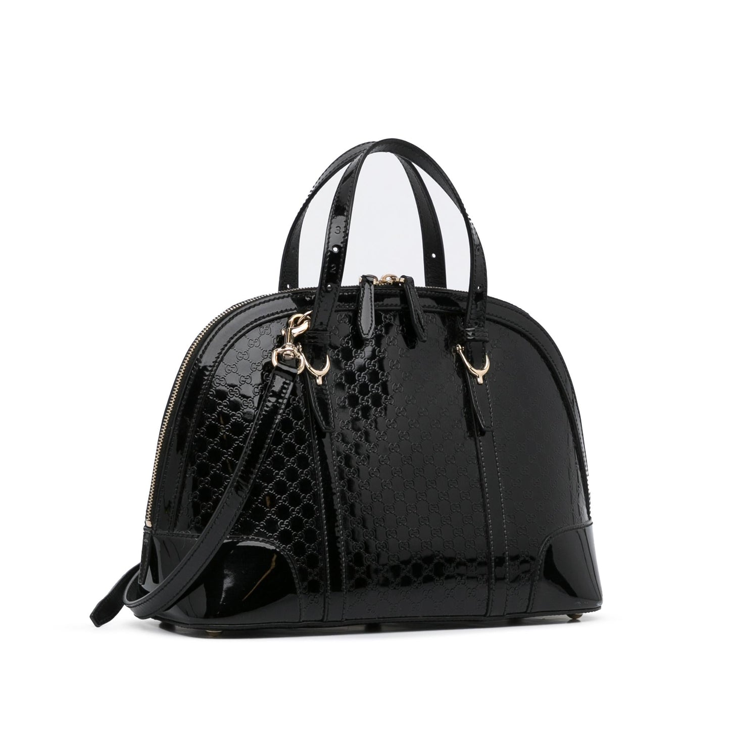 Gucci Microguccissima Nice SHG-DGOxQR Leather Patent Black Satchel Bag