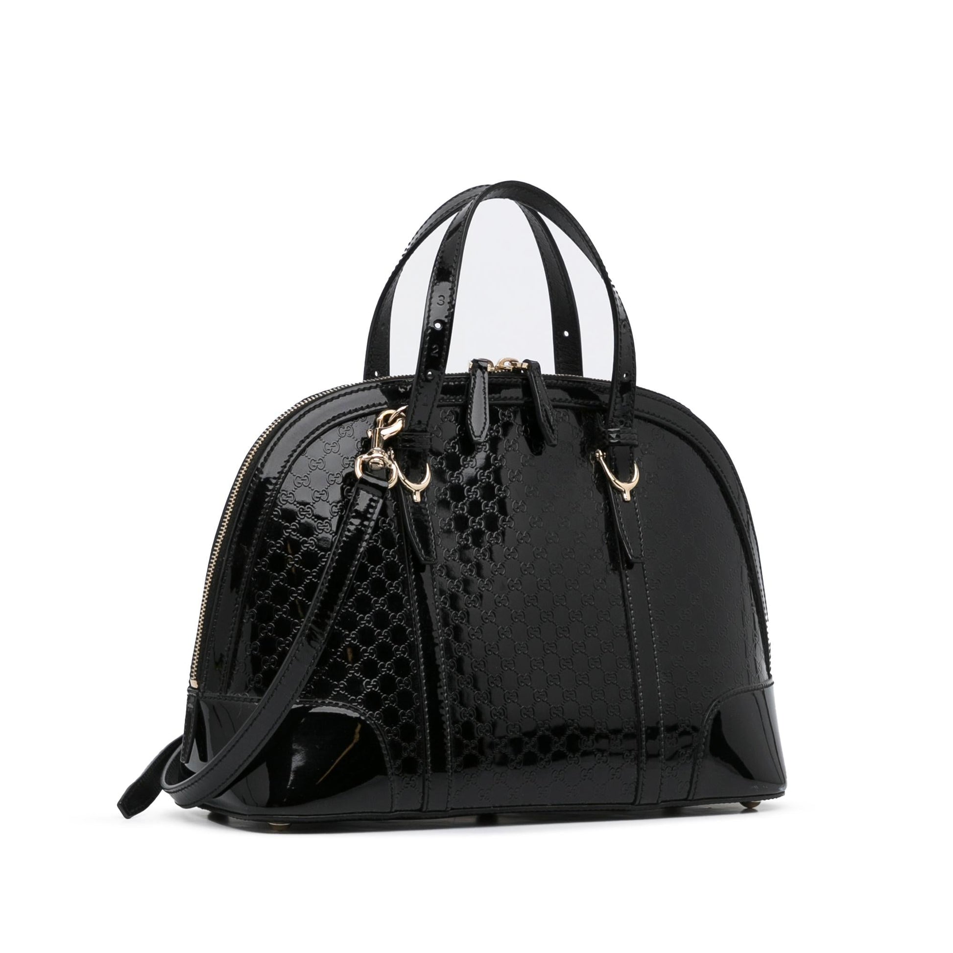 Gucci Microguccissima Nice SHG-DGOxQR Leather Patent Black Satchel Bag