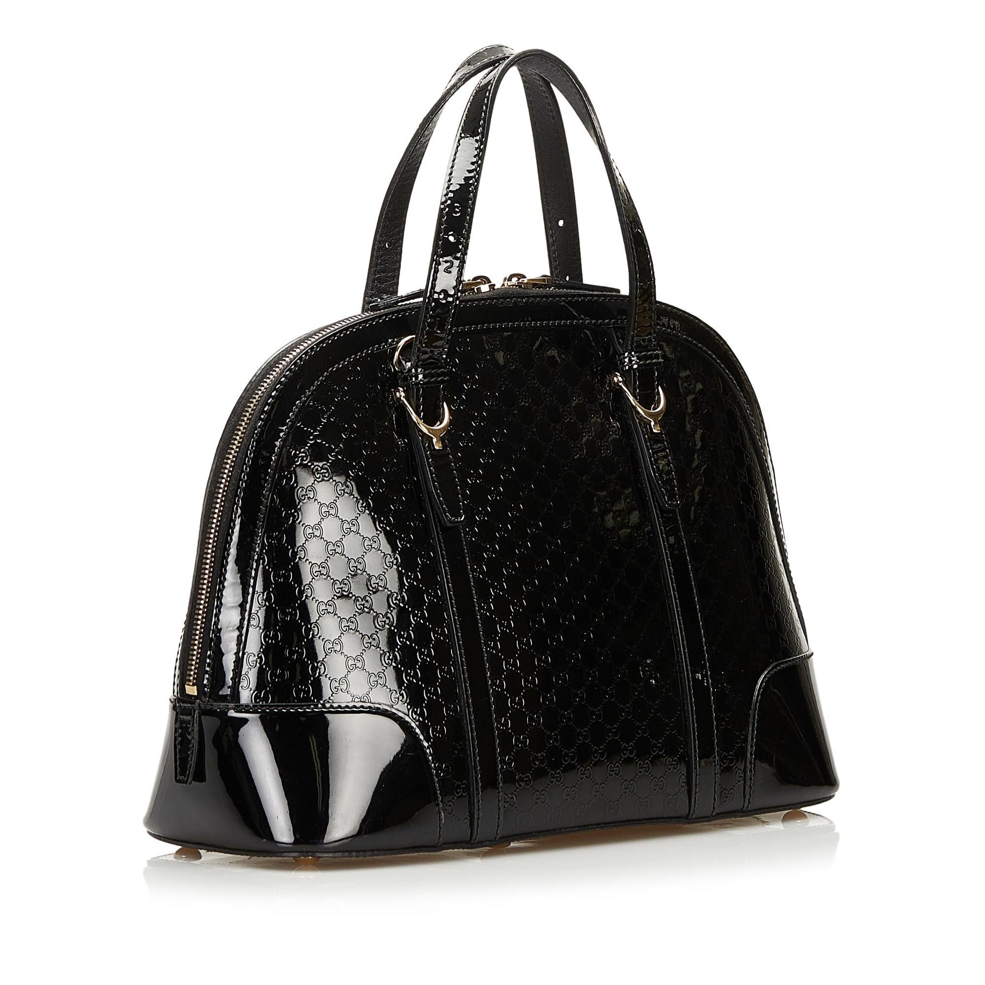 Gucci Microguccissima Nice SHG Leather Patent Black Satchel Bag