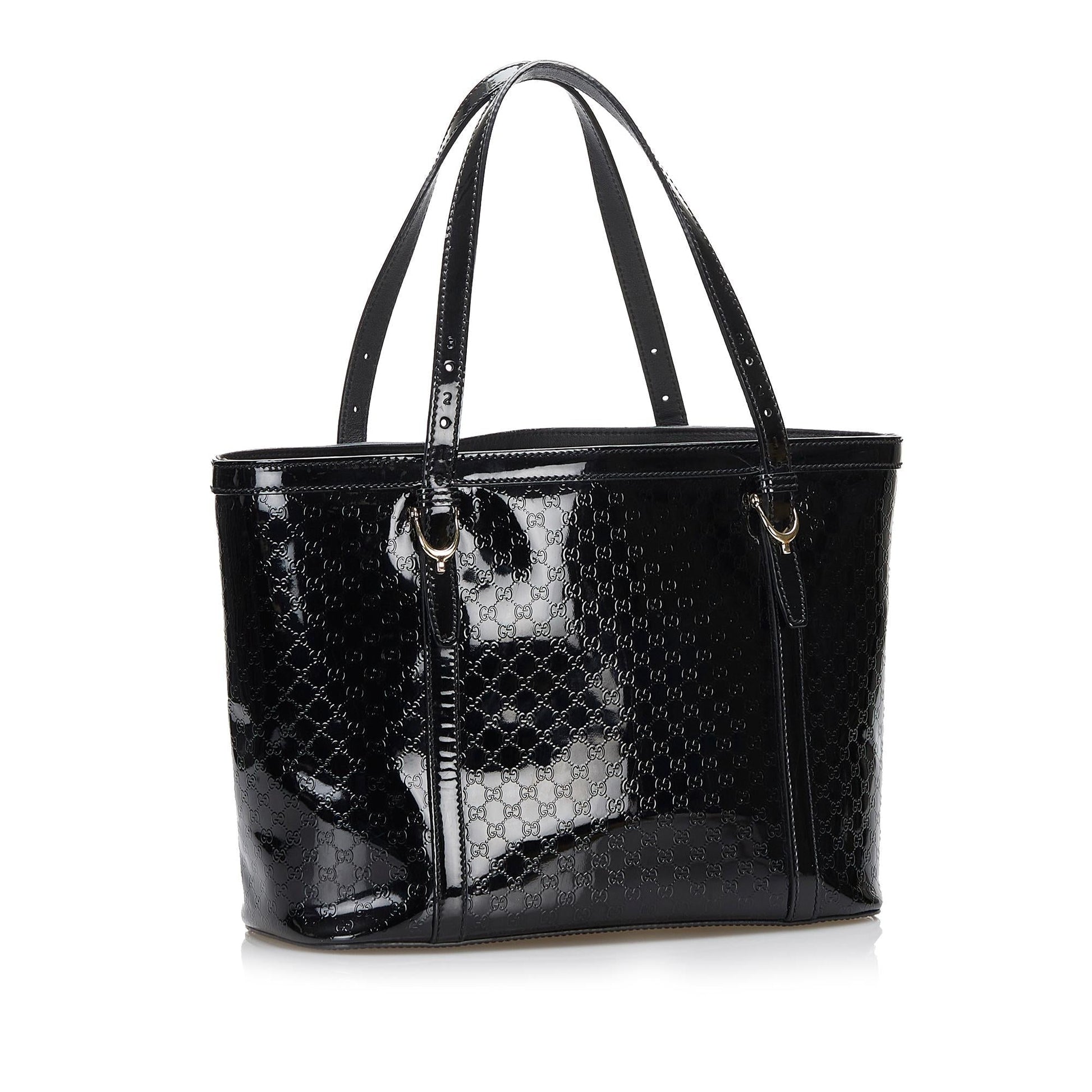 Gucci Microguccissima Nice SHG Leather Patent Black Tote Bag