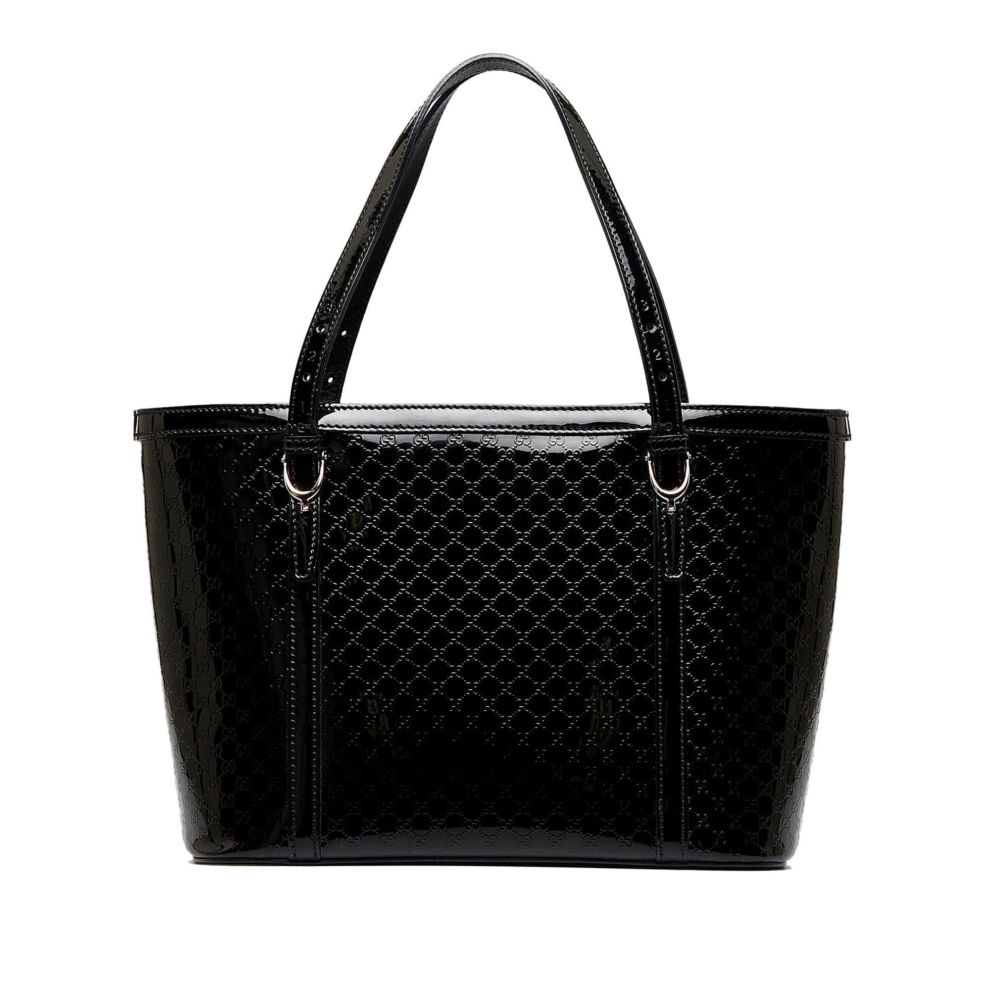 Gucci Microguccissima Nice SHG-yAfoR4 Leather Patent Black Tote Bag