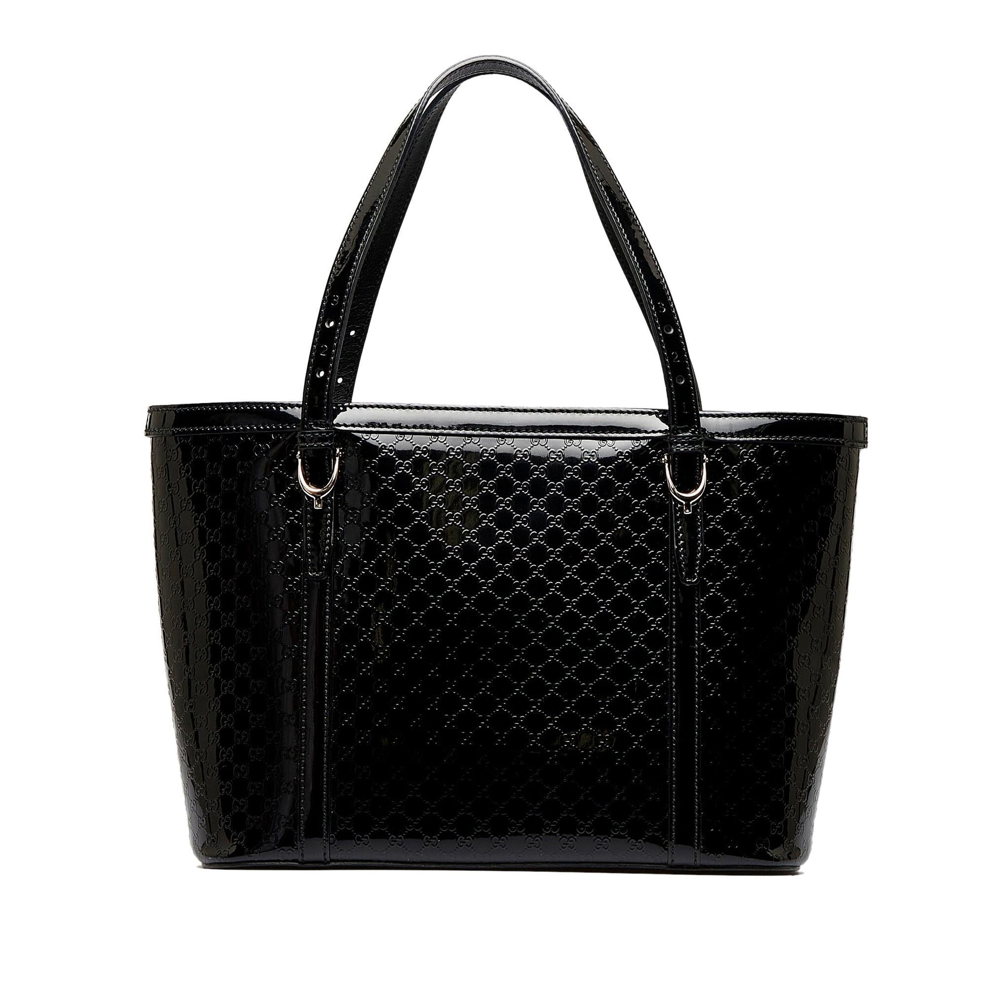Gucci Microguccissima Nice SHG-yAfoR4 Leather Patent Black Tote Bag