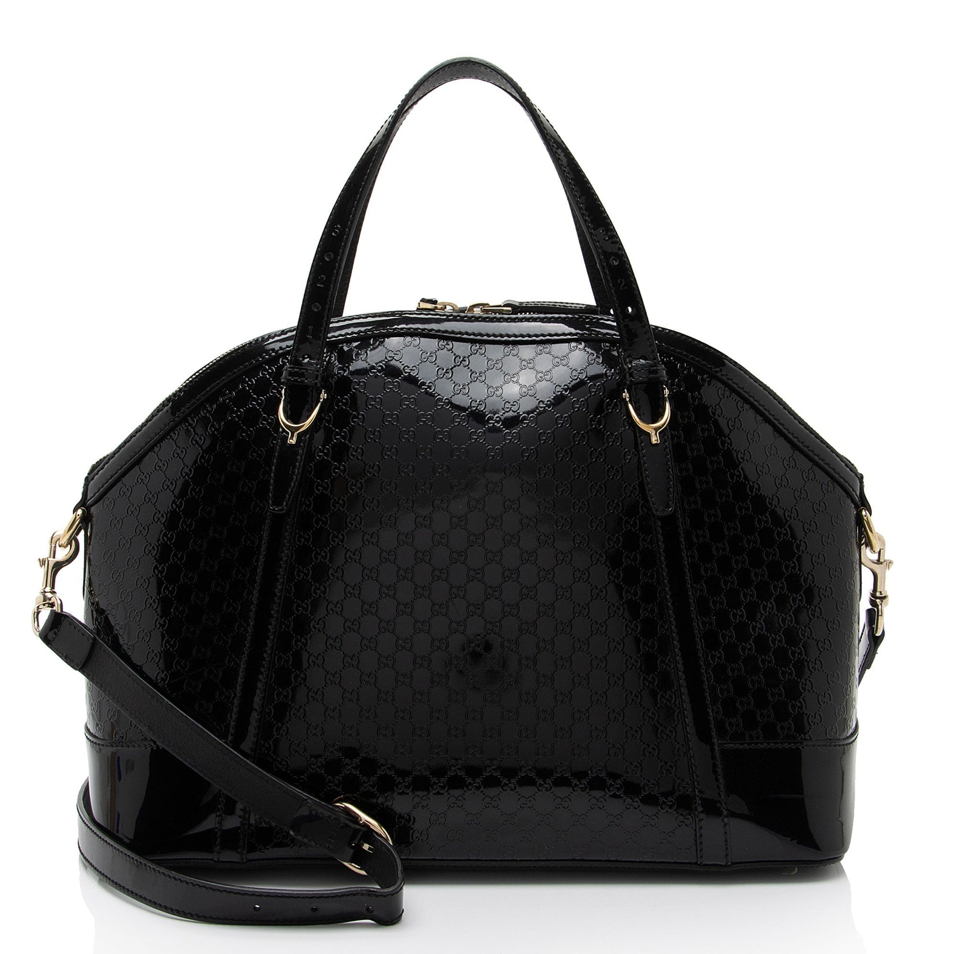 Gucci Microguccissima Nice SHF-pCYqKU Leather Patent Black Satchel Bag