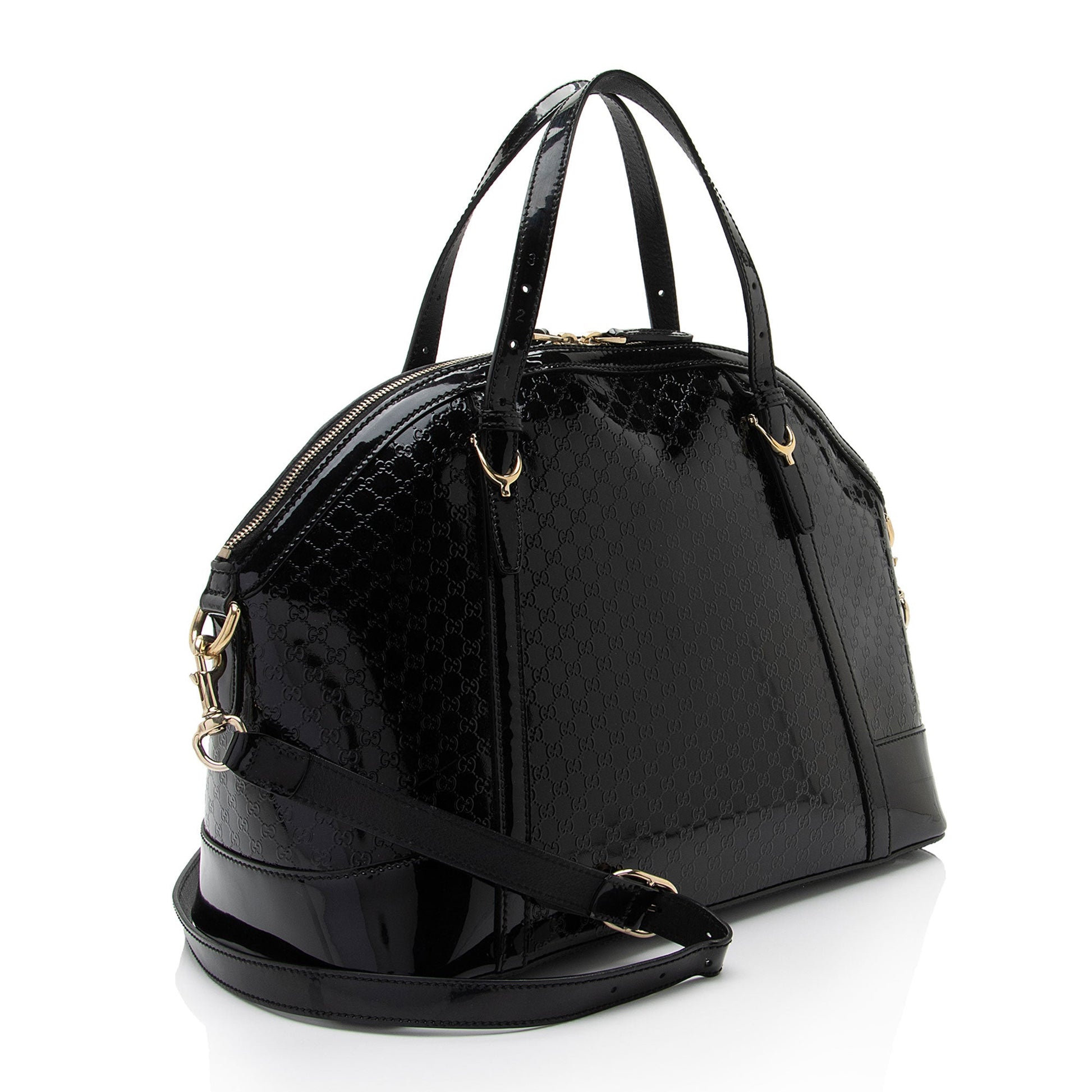 Gucci Microguccissima Nice SHF-pCYqKU Leather Patent Black Satchel Bag
