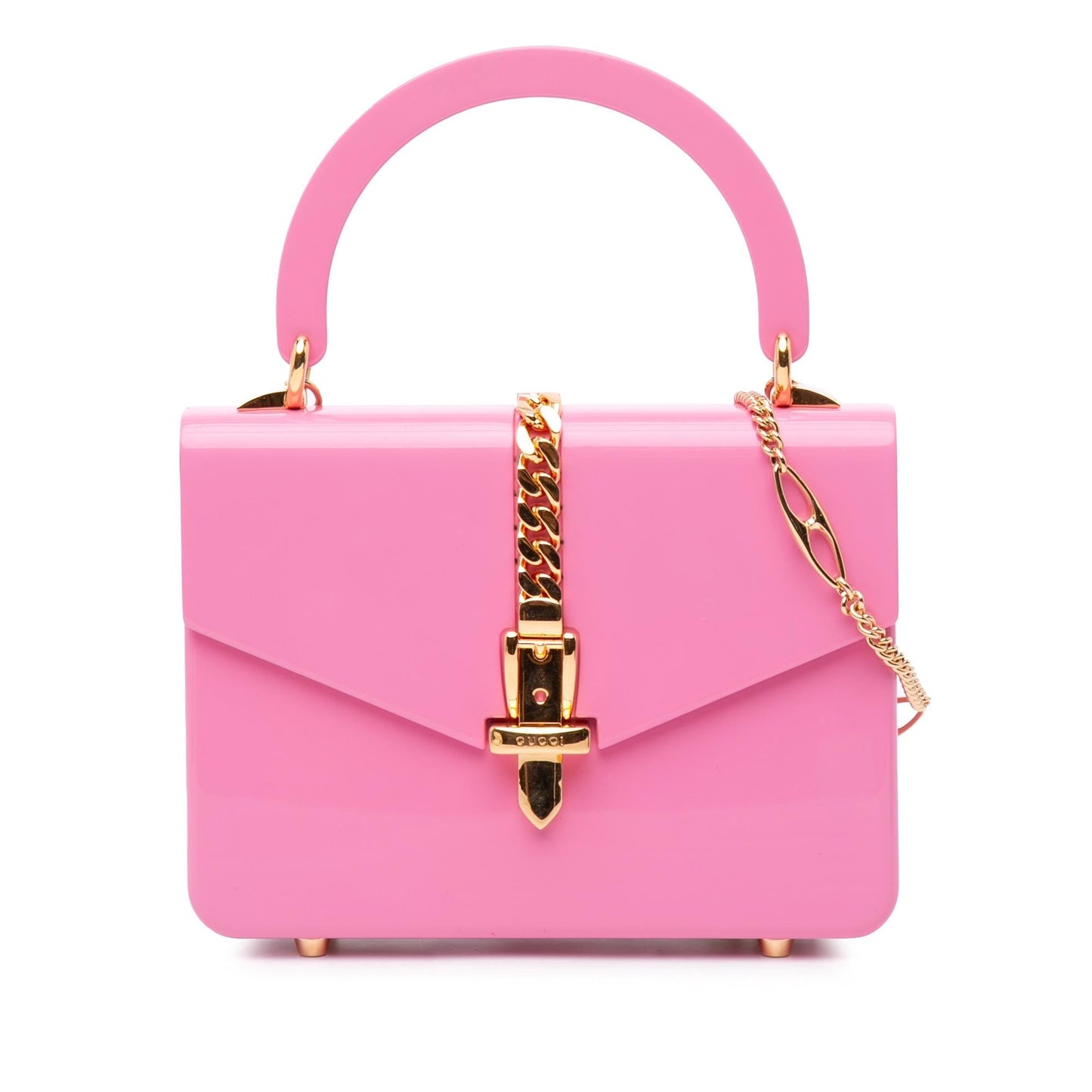 Gucci Acrylic Sylvie Pink Mini Top Handle Satchel Bag