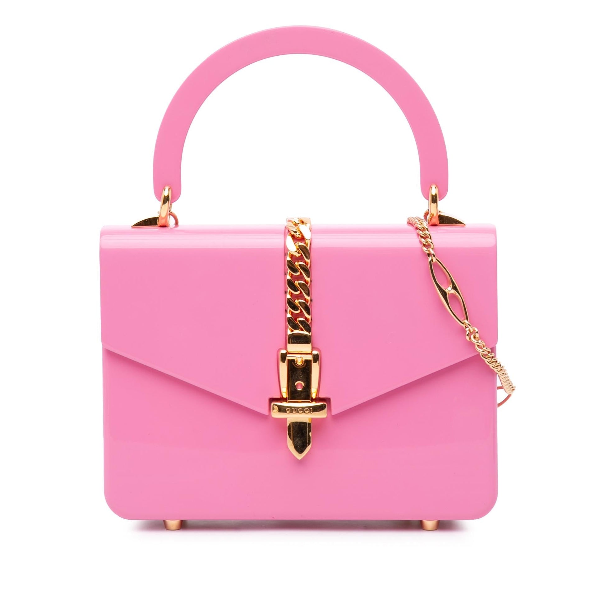Gucci Acrylic Sylvie Pink Mini Top Handle Satchel Bag