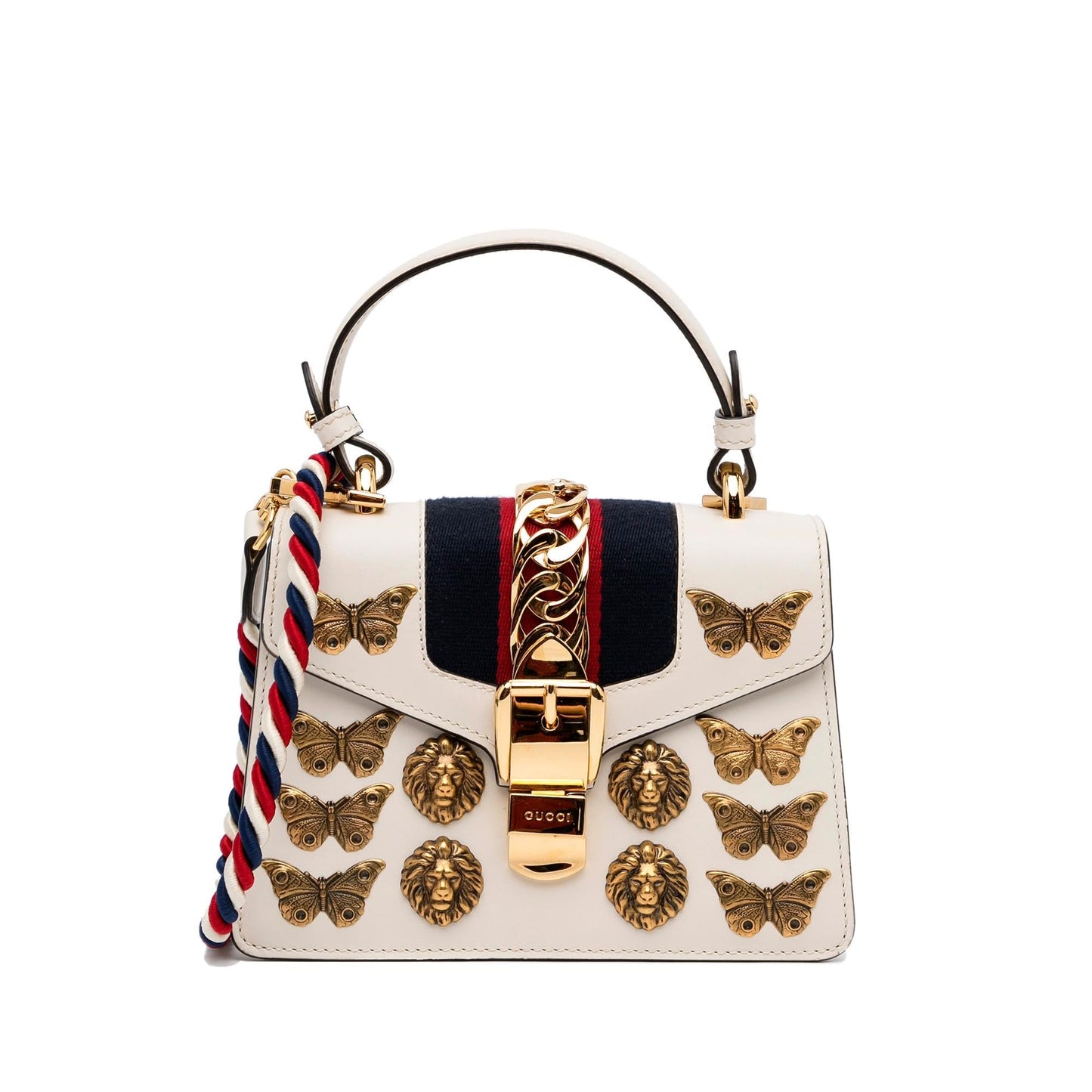 Gucci Animalier Sylvie SHG-28y1gS Calf White Mini Satchel Bag