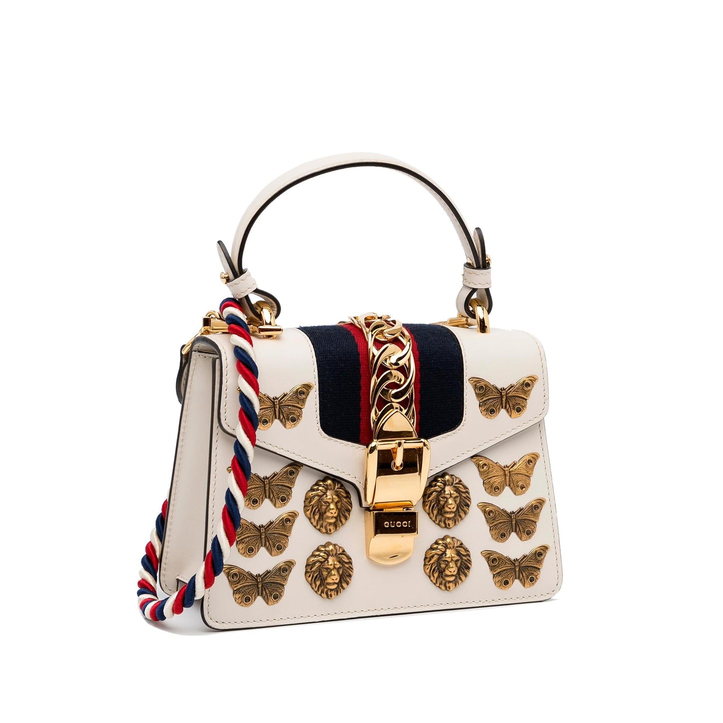 Gucci Animalier Sylvie SHG-28y1gS Calf White Mini Satchel Bag