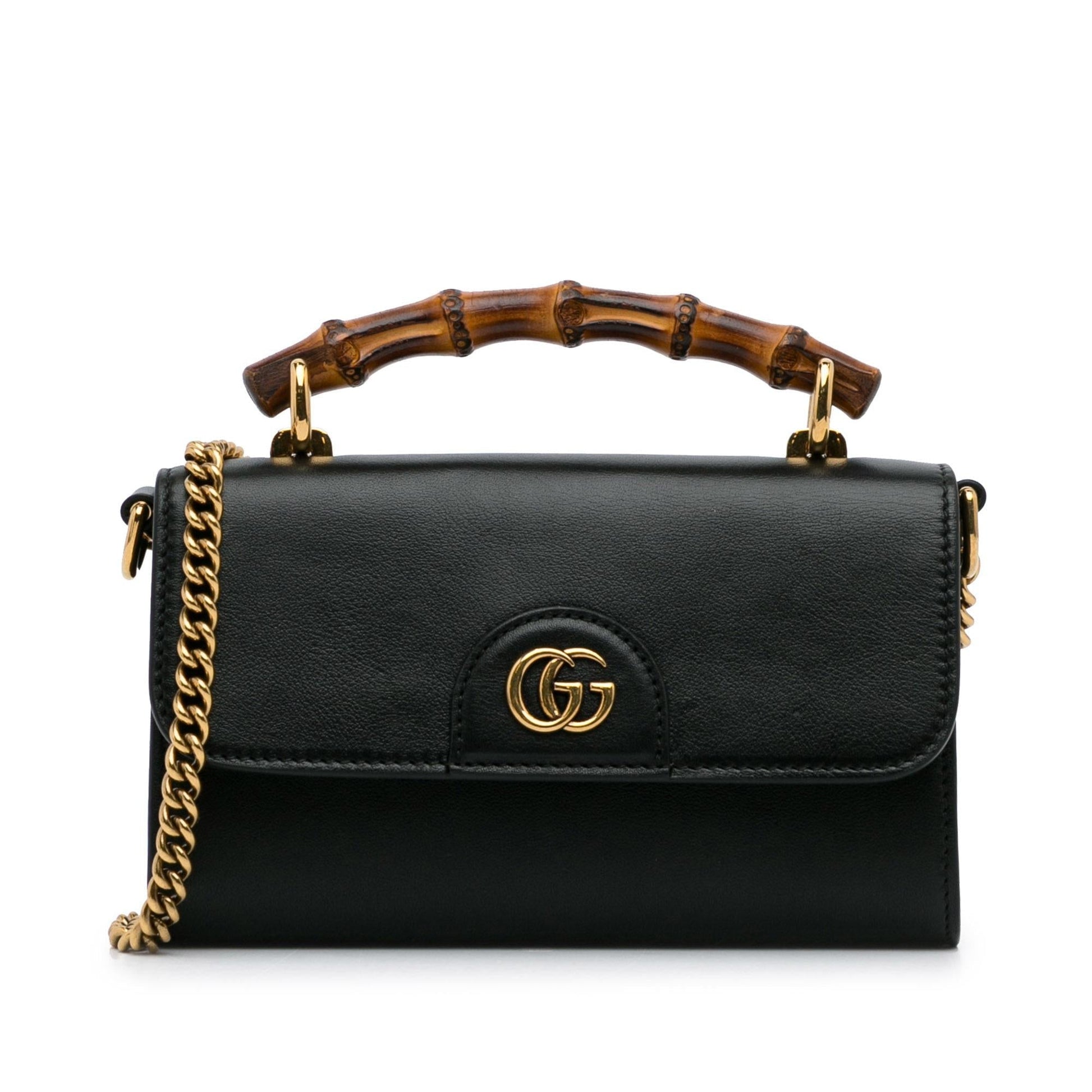 Gucci Bamboo Diana SHG-JloGSi Calf Black Mini Satchel Bag