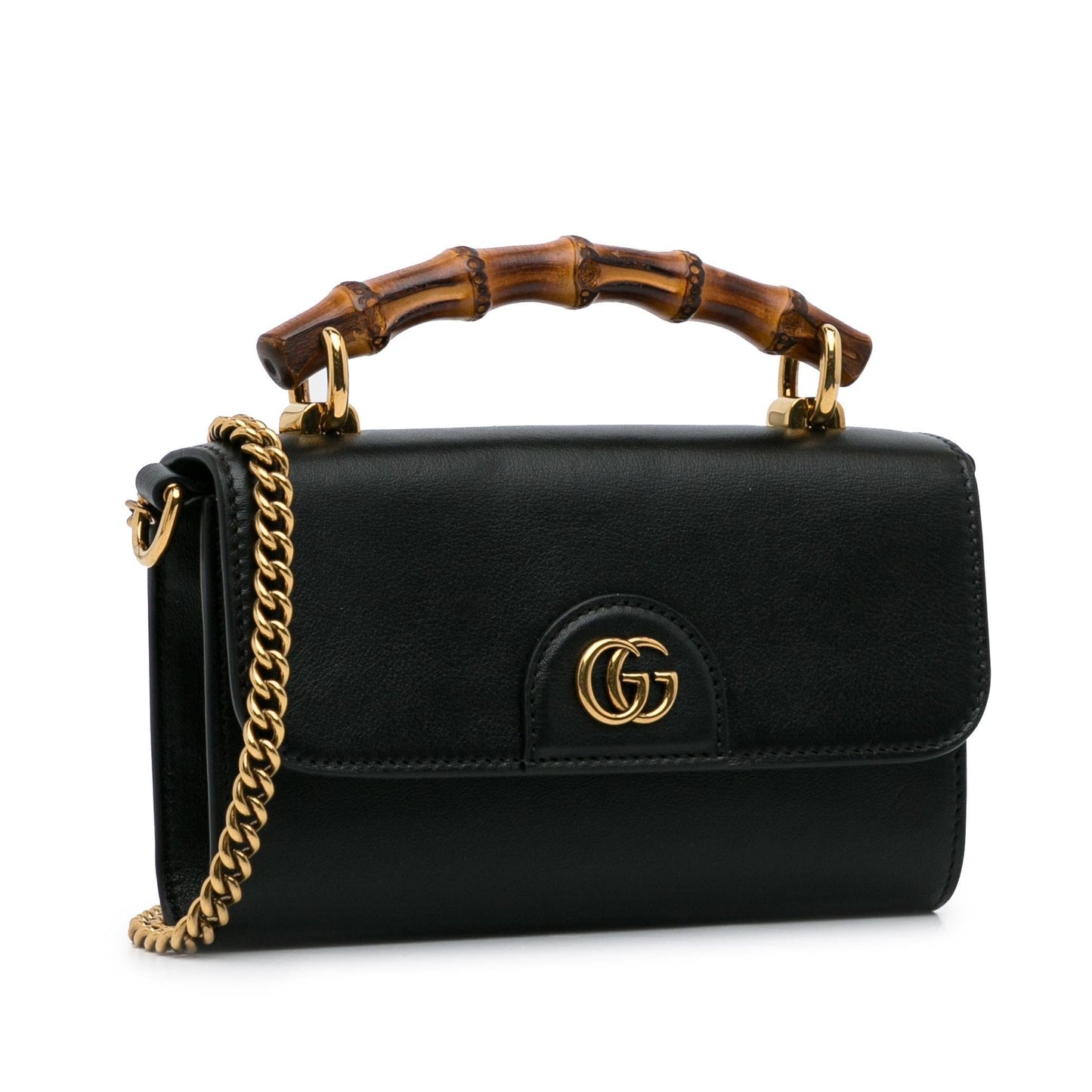 Gucci Bamboo Diana SHG-JloGSi Calf Black Mini Satchel Bag