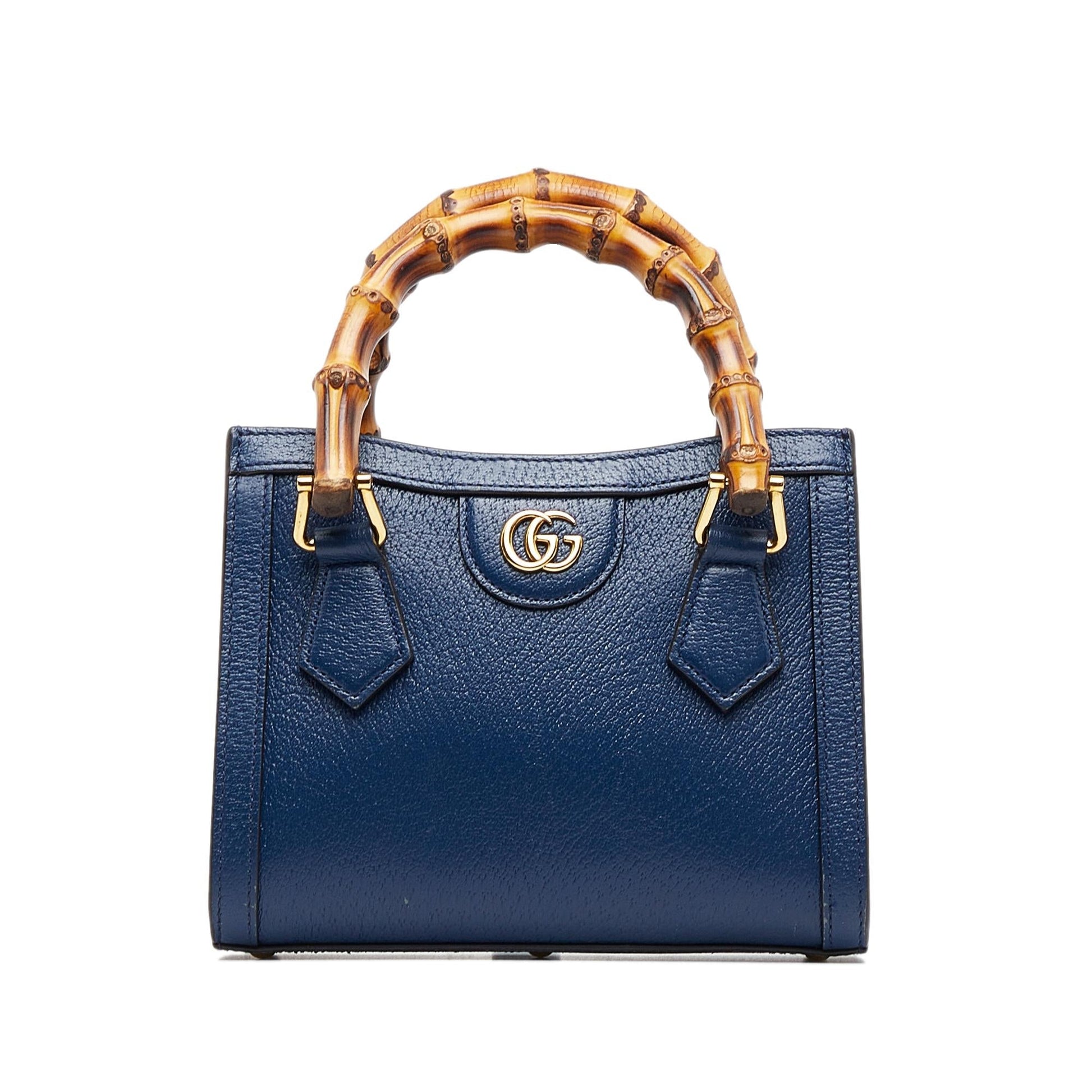 Gucci Bamboo Diana SHG-vVZRwX Calf Blue Mini Satchel Bag