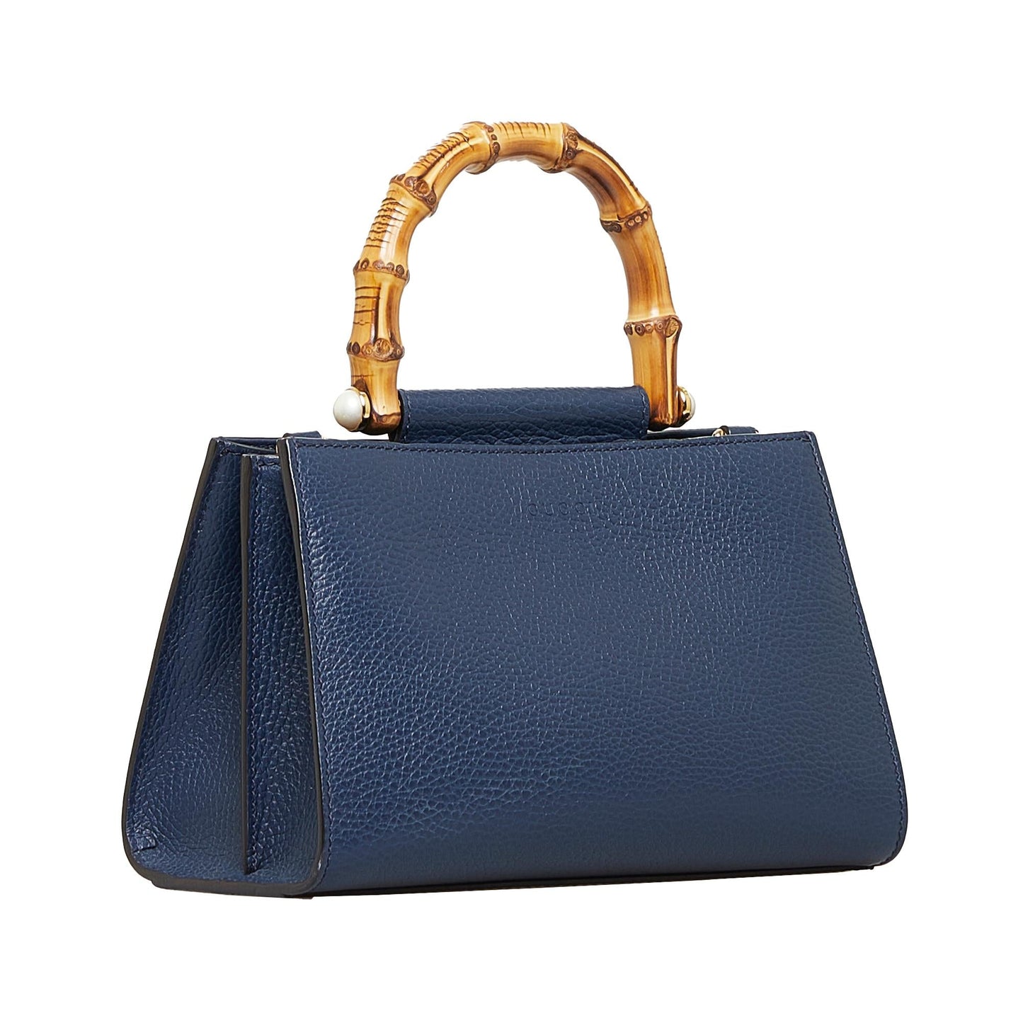 Gucci Bamboo Nymphae SHG-xVyZzB Calf Blue Mini Satchel Bag