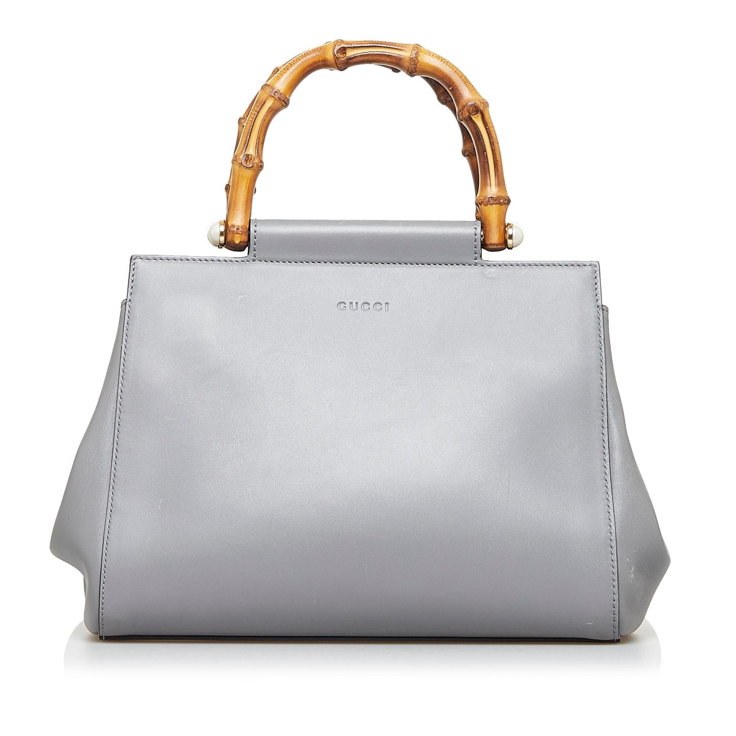 Gucci Bamboo Nymphae SHG-leijfO Calf Grey Mini Satchel Bag