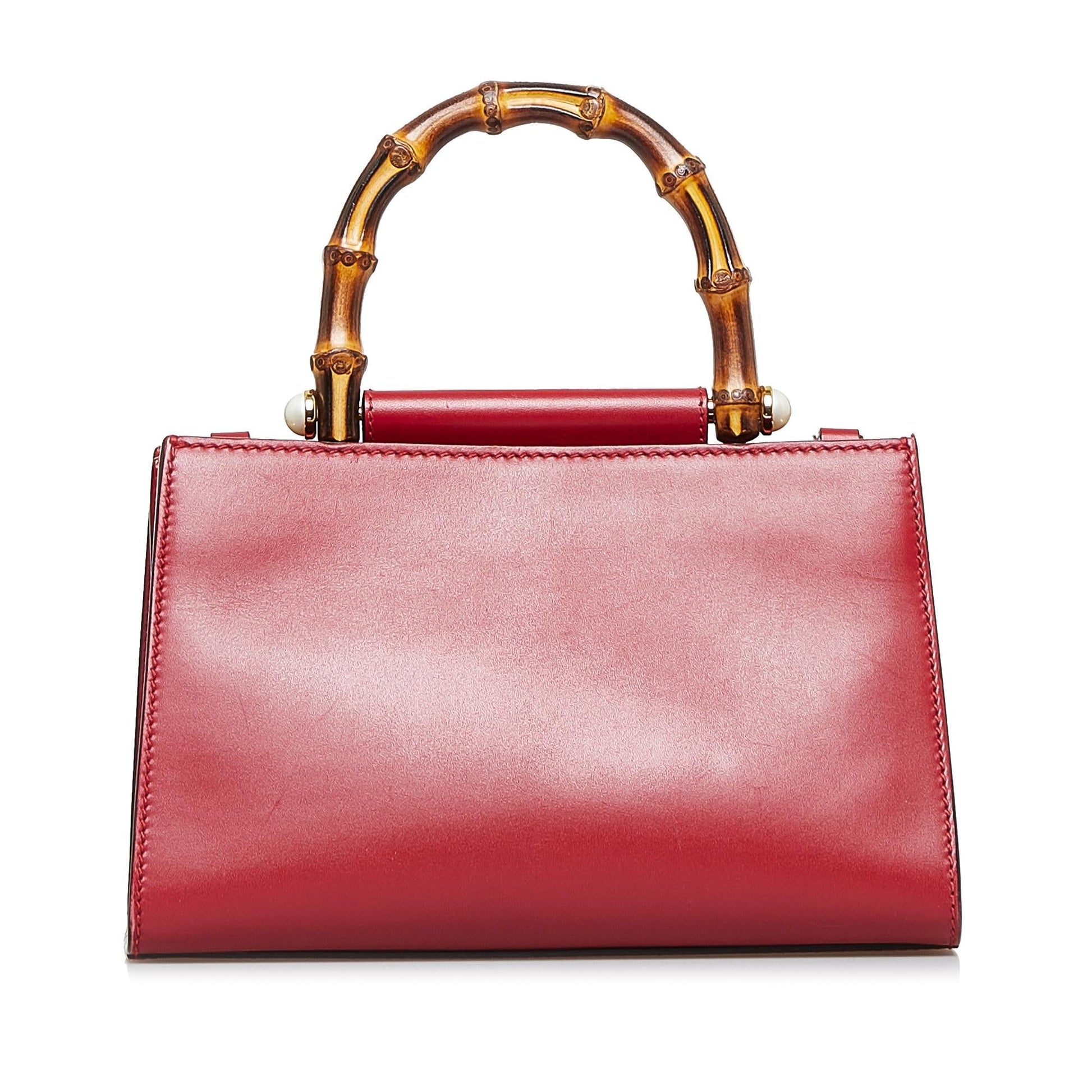 Gucci Bamboo Nymphaea SHG-K9a8Dc Calf Red Mini Satchel Bag