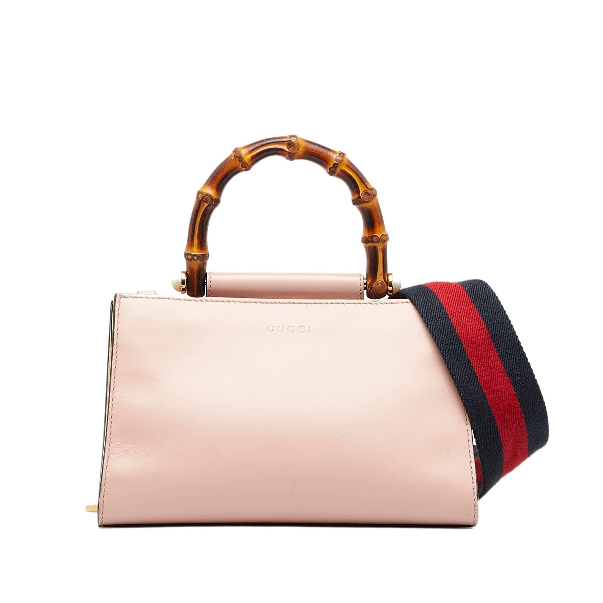 Gucci Bamboo Nymphaea SHG-I1MYUf Calf Pink Mini Satchel Bag
