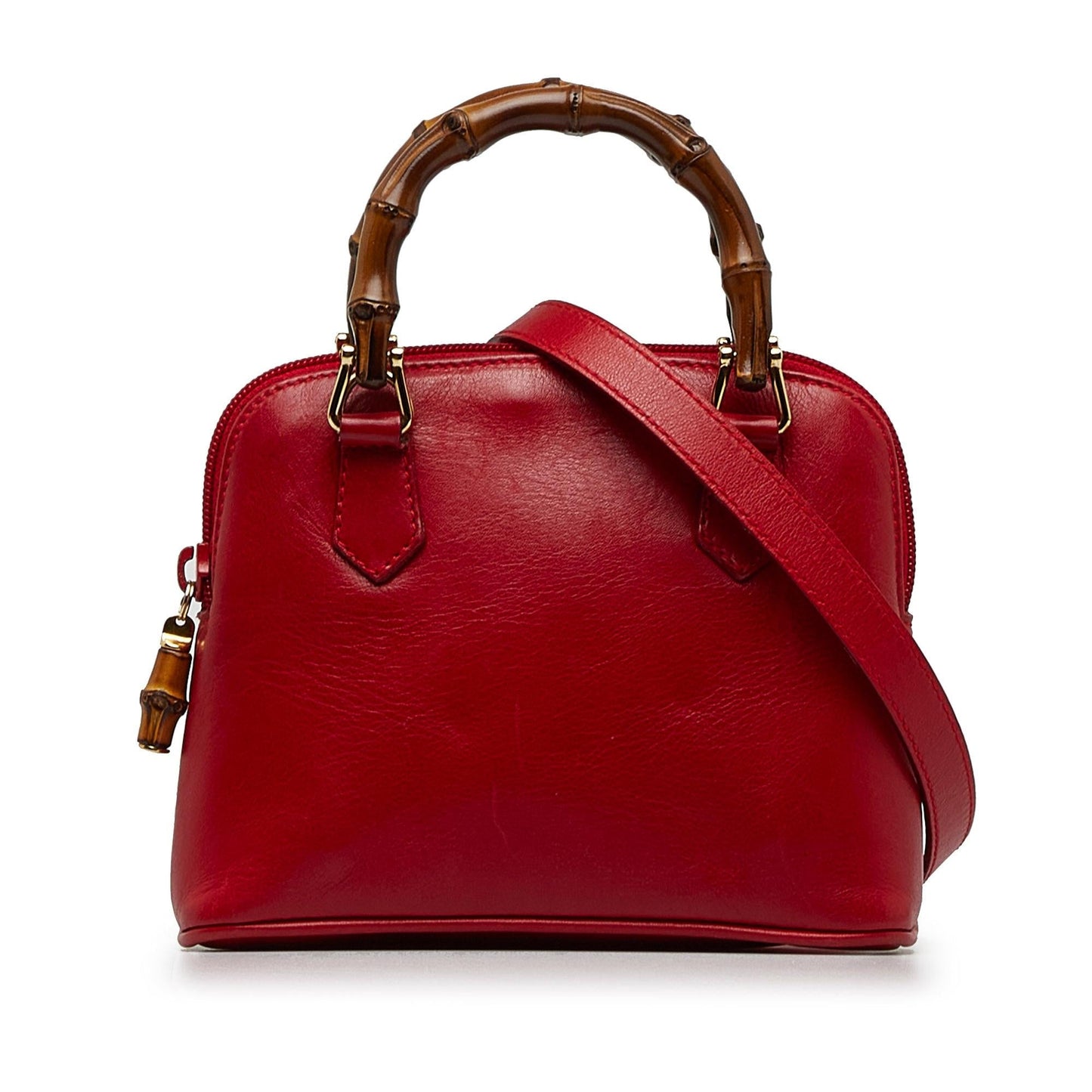 Gucci Bamboo SHG-K2JEvk Calf Red Mini Satchel Bag
