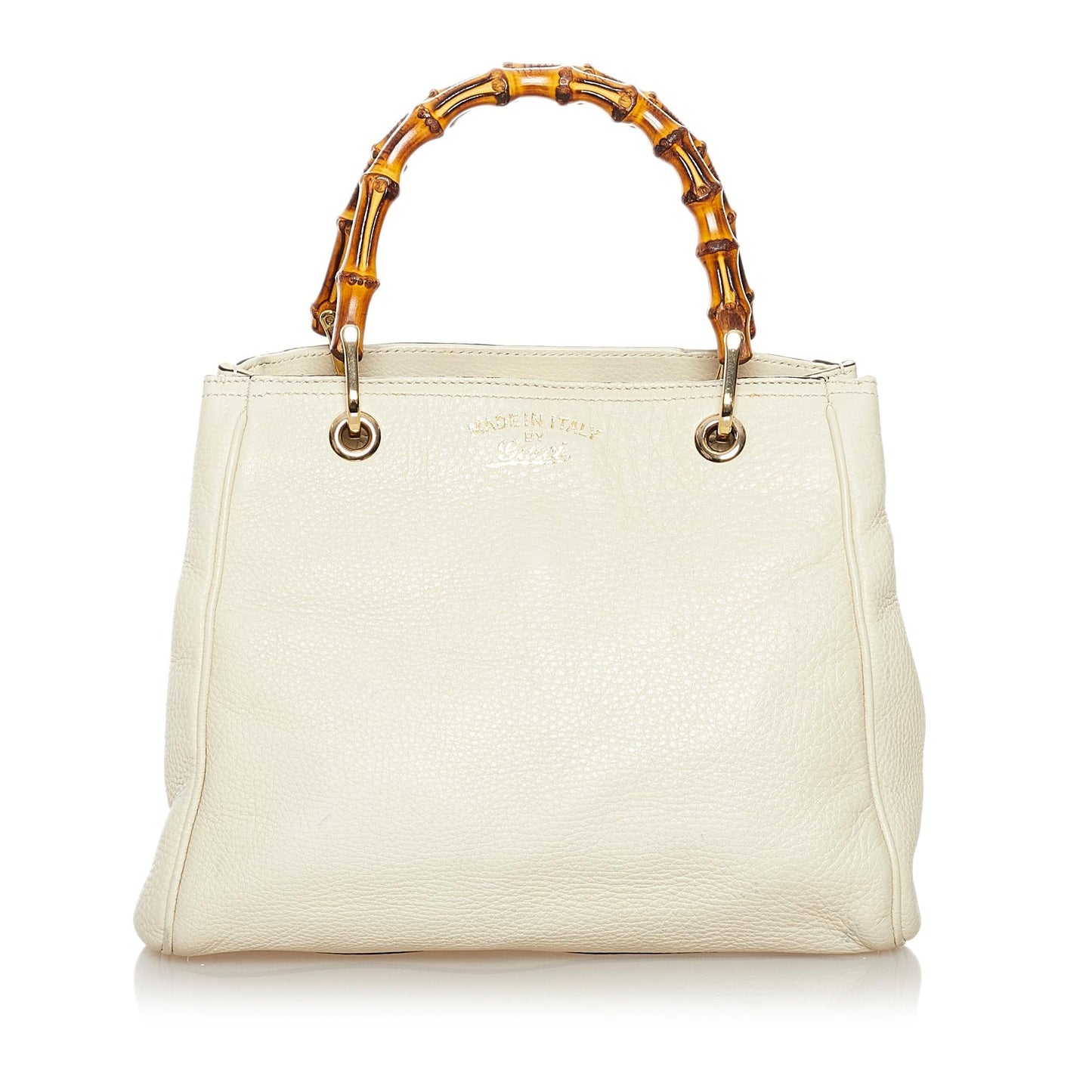 Gucci Bamboo Shopper SHG Leather Calf White Mini Satchel Bag