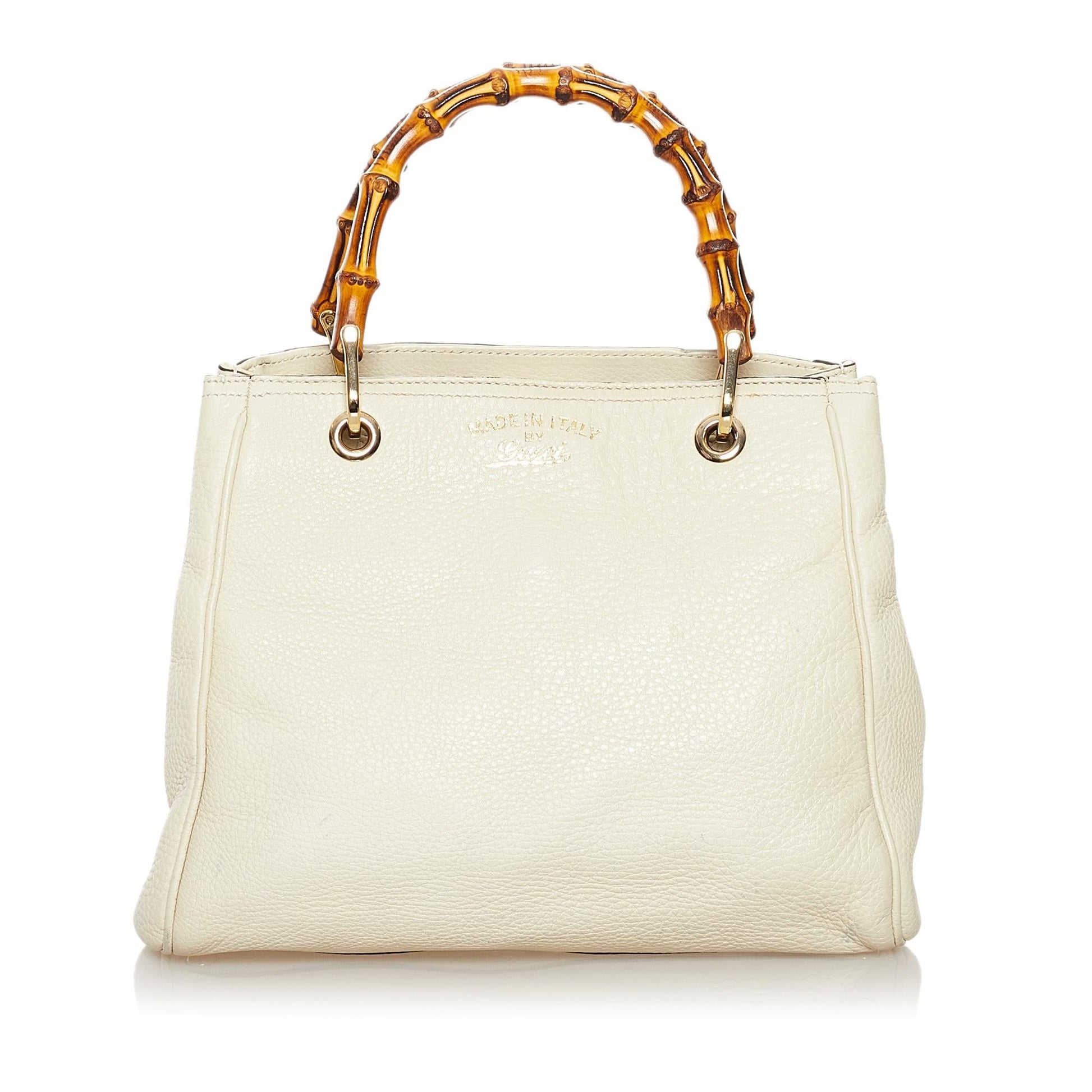 Gucci Bamboo Shopper SHG Leather Calf White Mini Satchel Bag