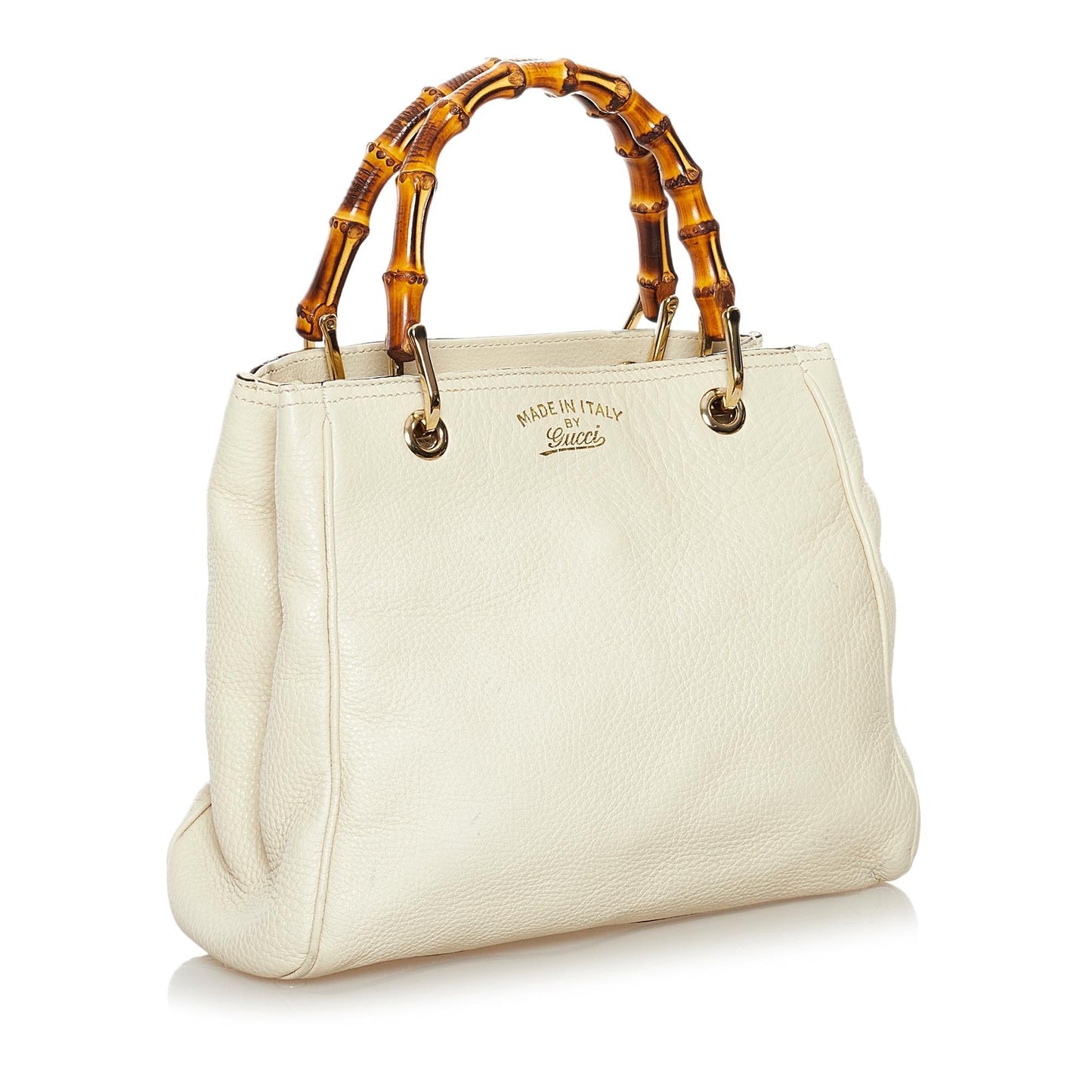 Gucci Bamboo Shopper SHG Leather Calf White Mini Satchel Bag