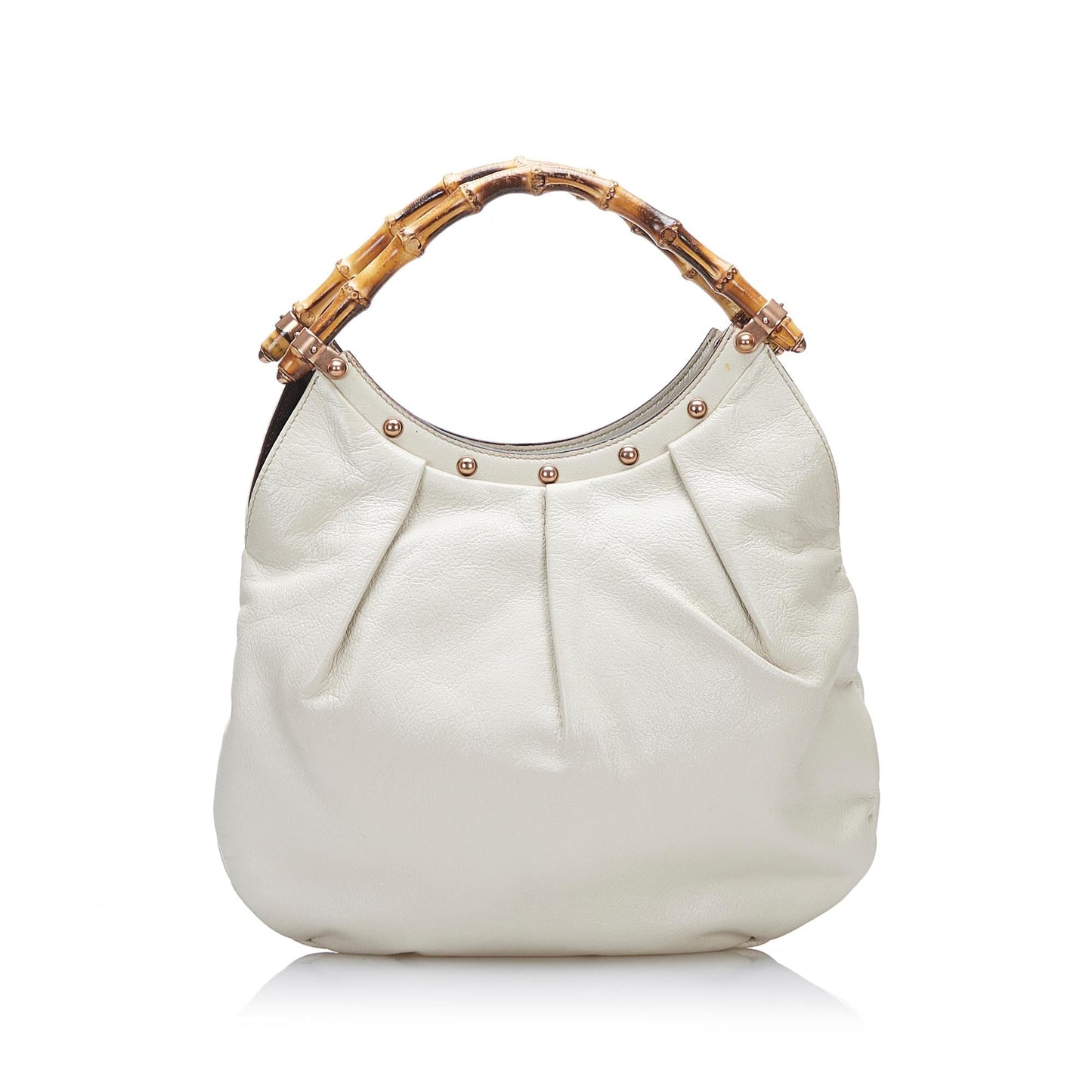 Gucci Bamboo Studded SHG-mfZiC7 Calf White Mini Shoulder Bag