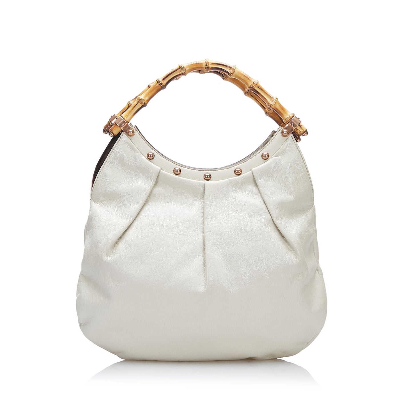 Gucci Bamboo Studded SHG-mfZiC7 Calf White Mini Shoulder Bag