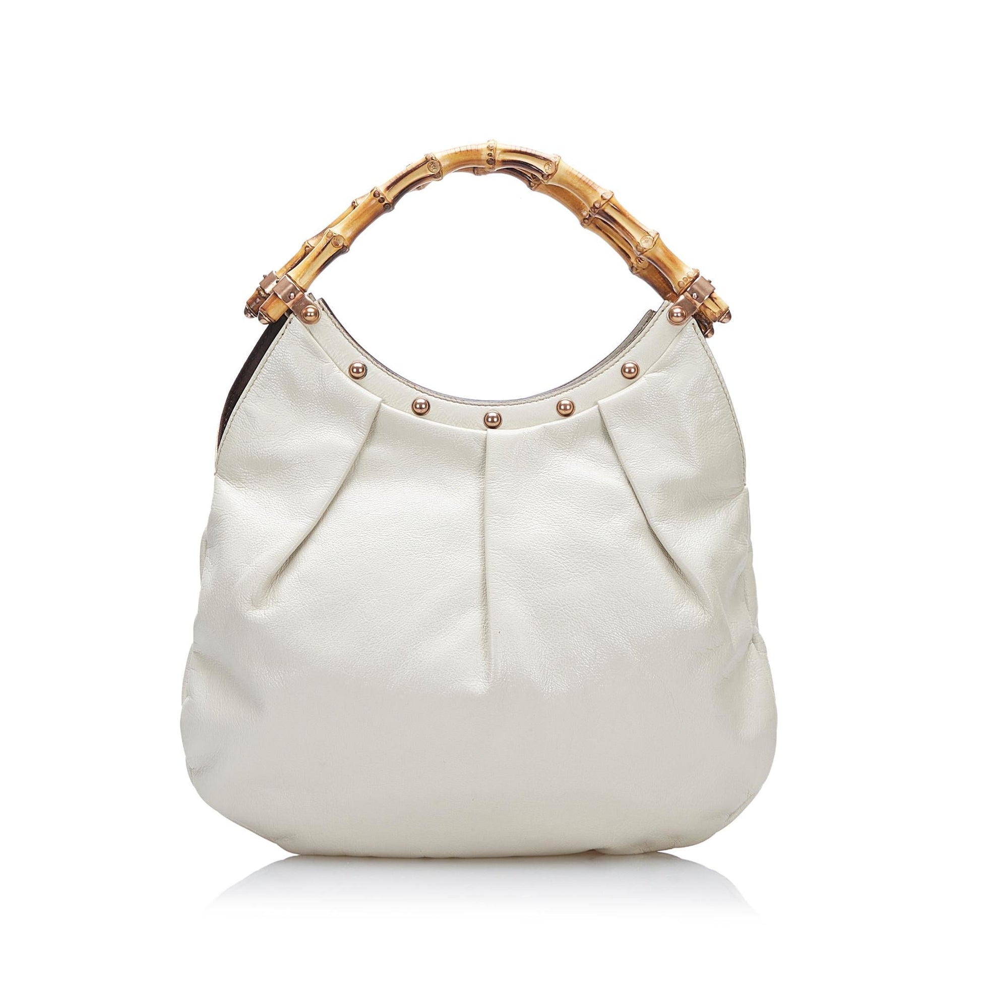 Gucci Bamboo Studded SHG-mfZiC7 Calf White Mini Shoulder Bag