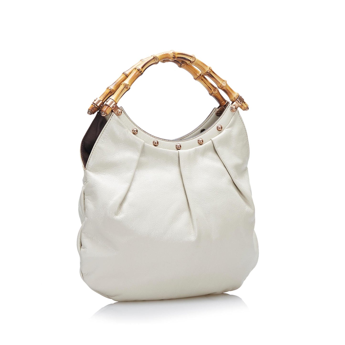 Gucci Bamboo Studded SHG-mfZiC7 Calf White Mini Shoulder Bag