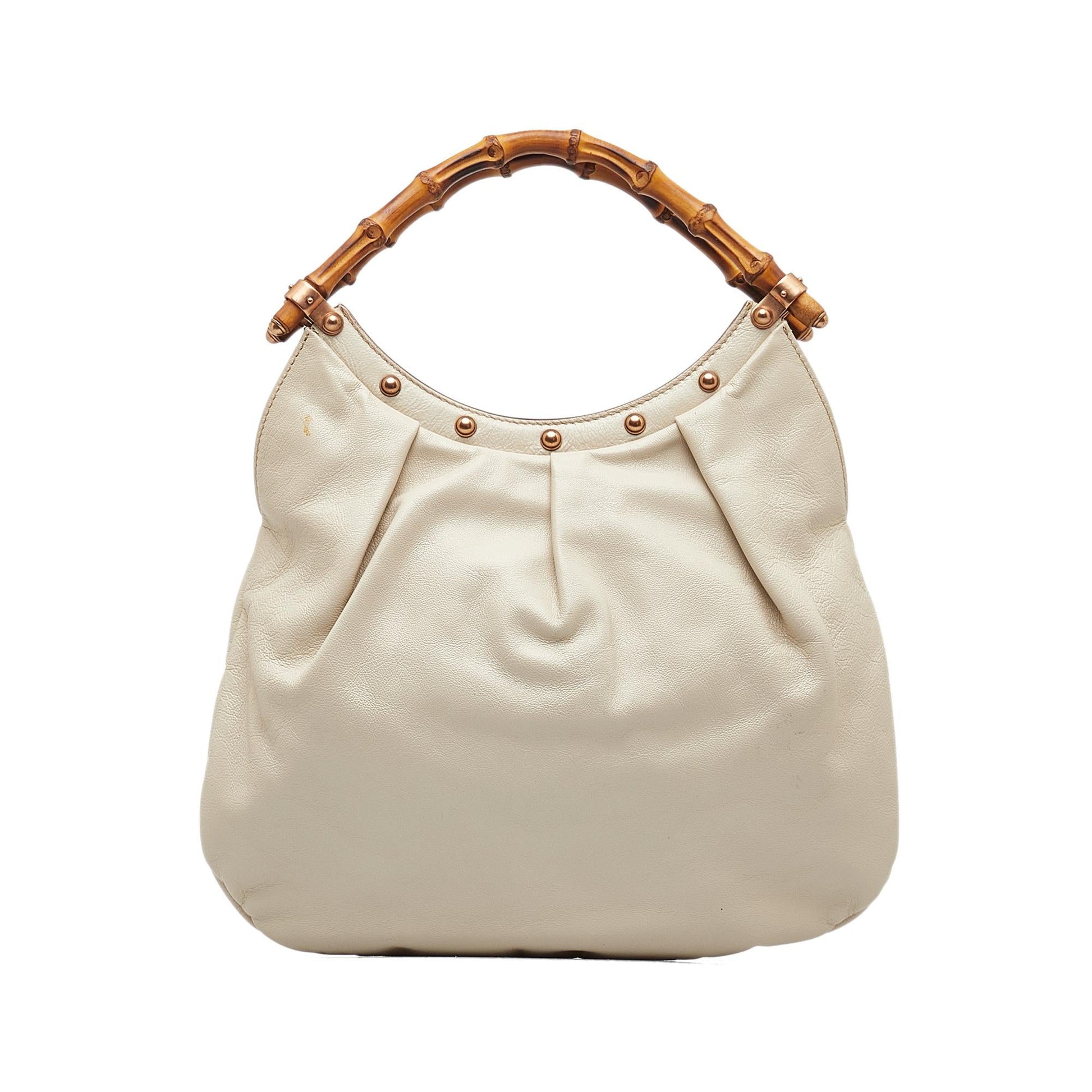 Gucci Bamboo Studded SHG-rQvld0 Calf White Mini Shoulder Bag