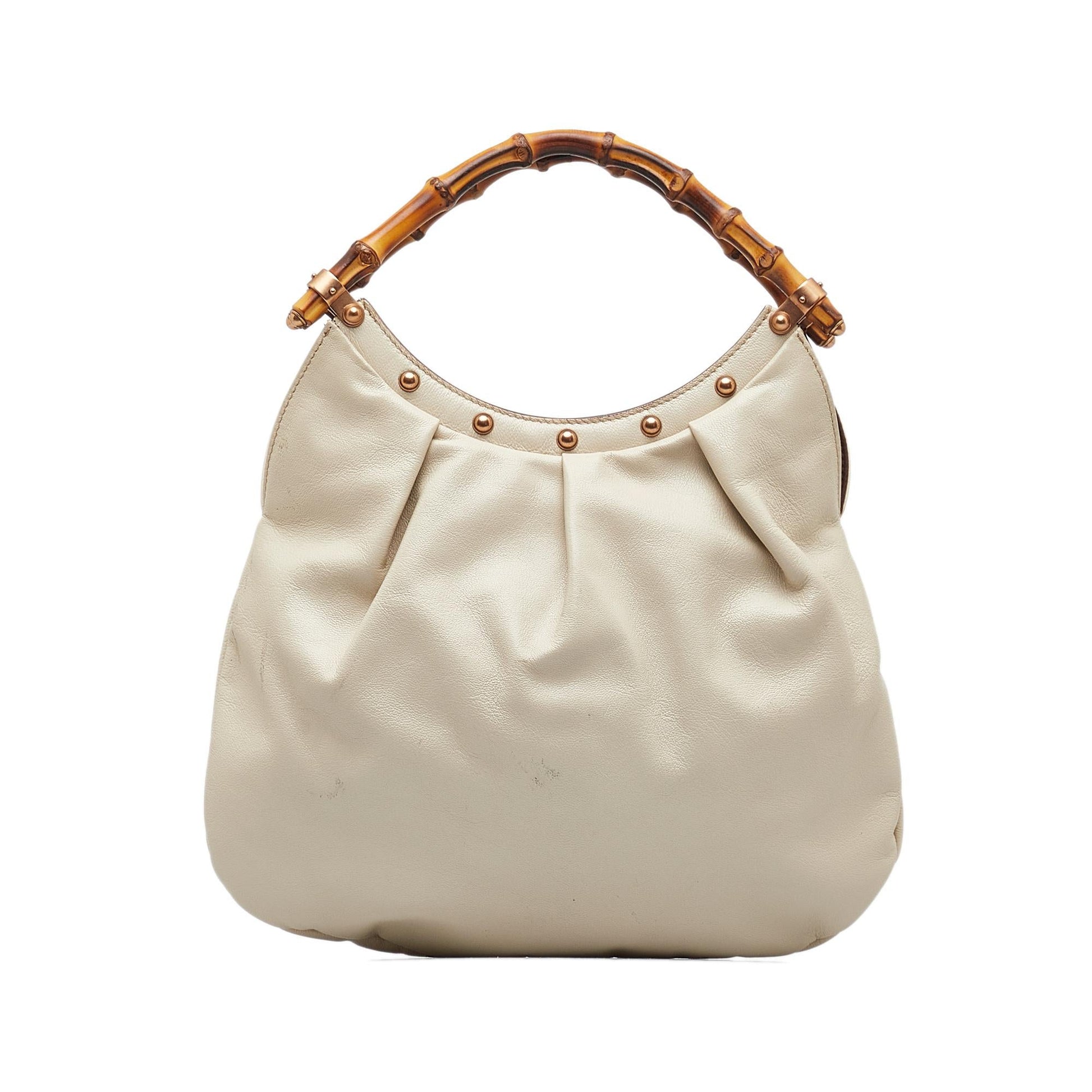 Gucci Bamboo Studded SHG-rQvld0 Calf White Mini Shoulder Bag