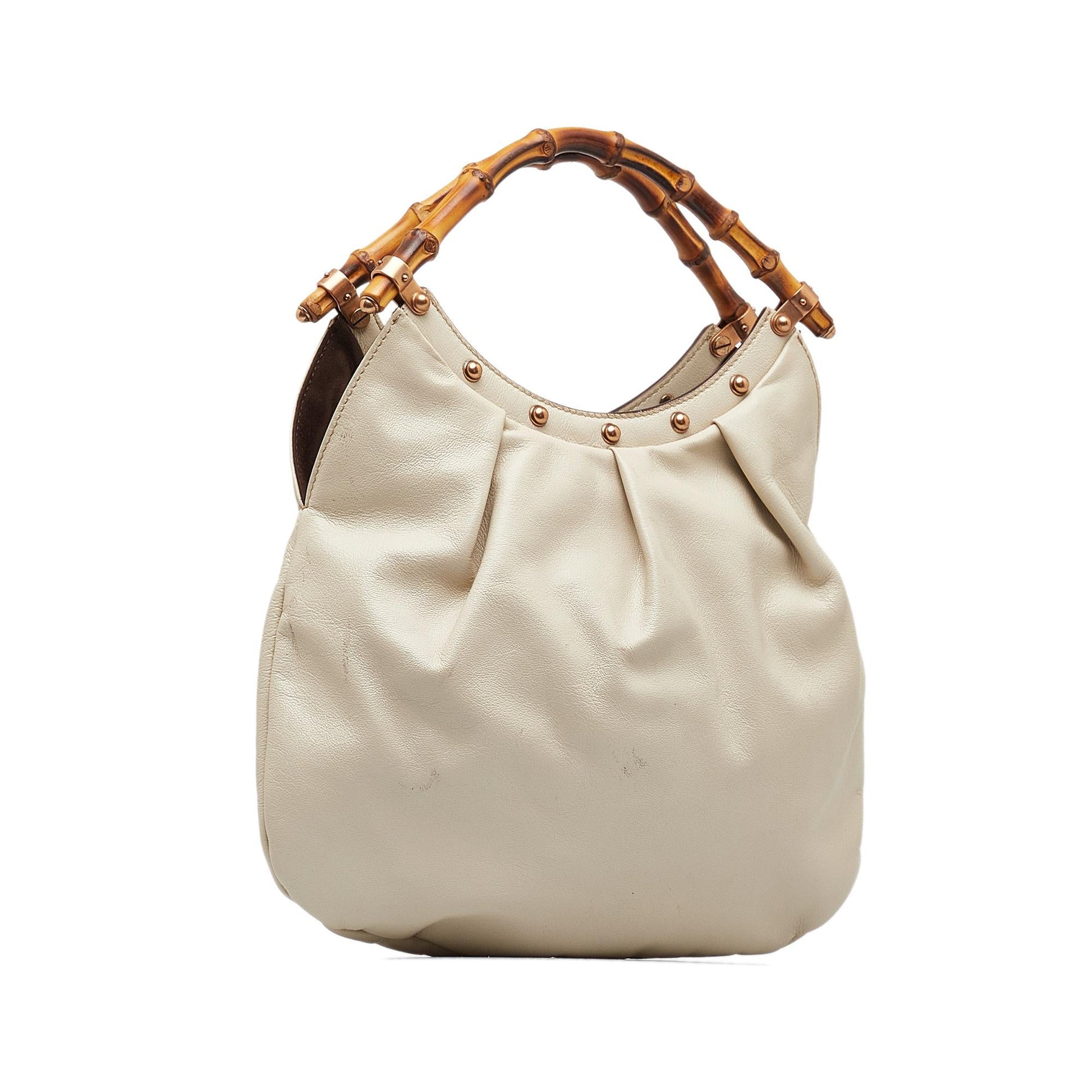 Gucci Bamboo Studded SHG-rQvld0 Calf White Mini Shoulder Bag