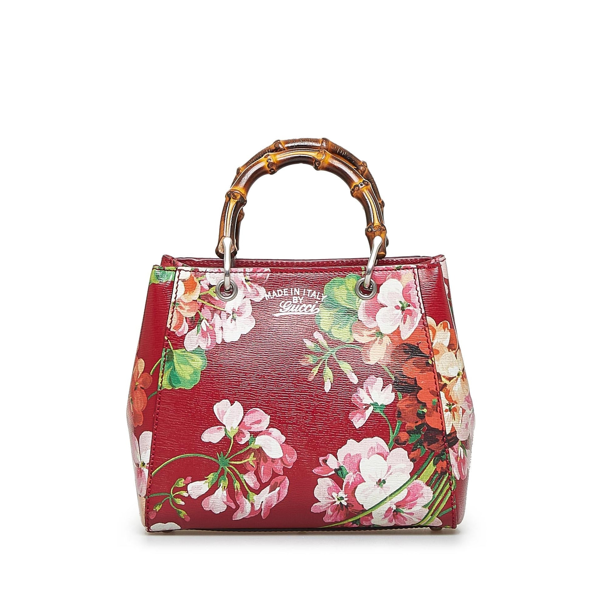 Gucci Blooms Bamboo Shopper SHG-00UAfn Calf Red Mini Satchel Bag