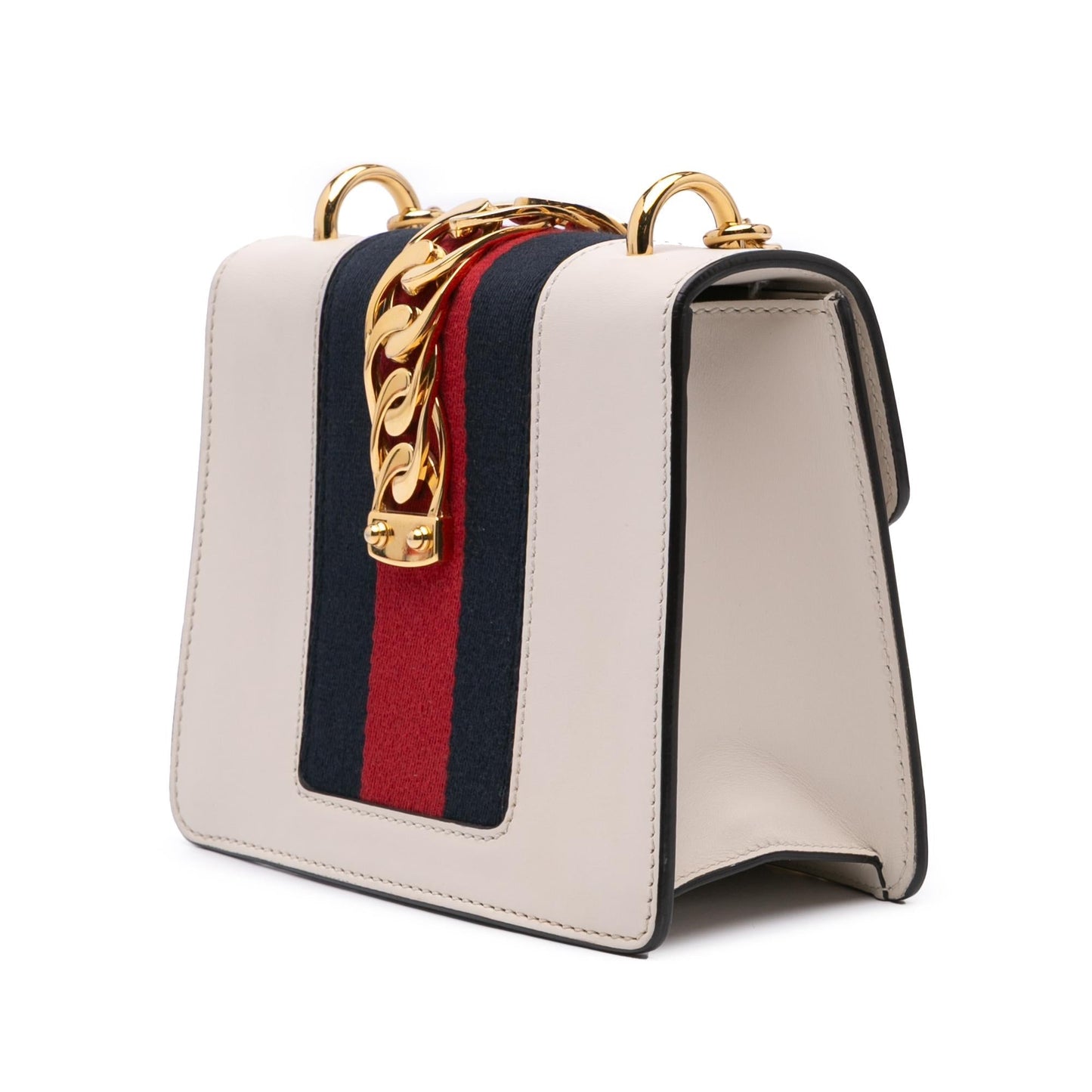 Gucci Sylvie Chain Calf Calfskin White Mini Crossbody Bag