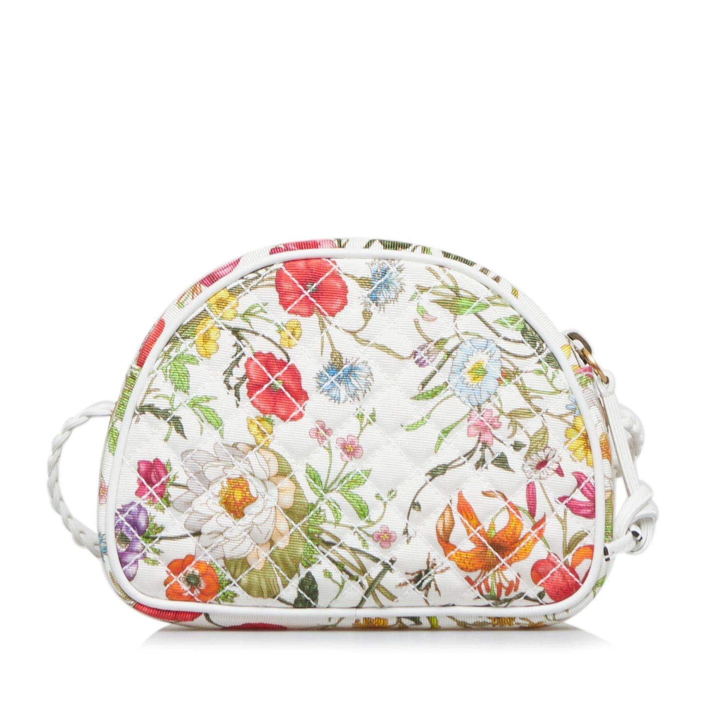 Gucci Flora Trapuntata SHG-EsClra Canvas White Mini Crossbody Bag