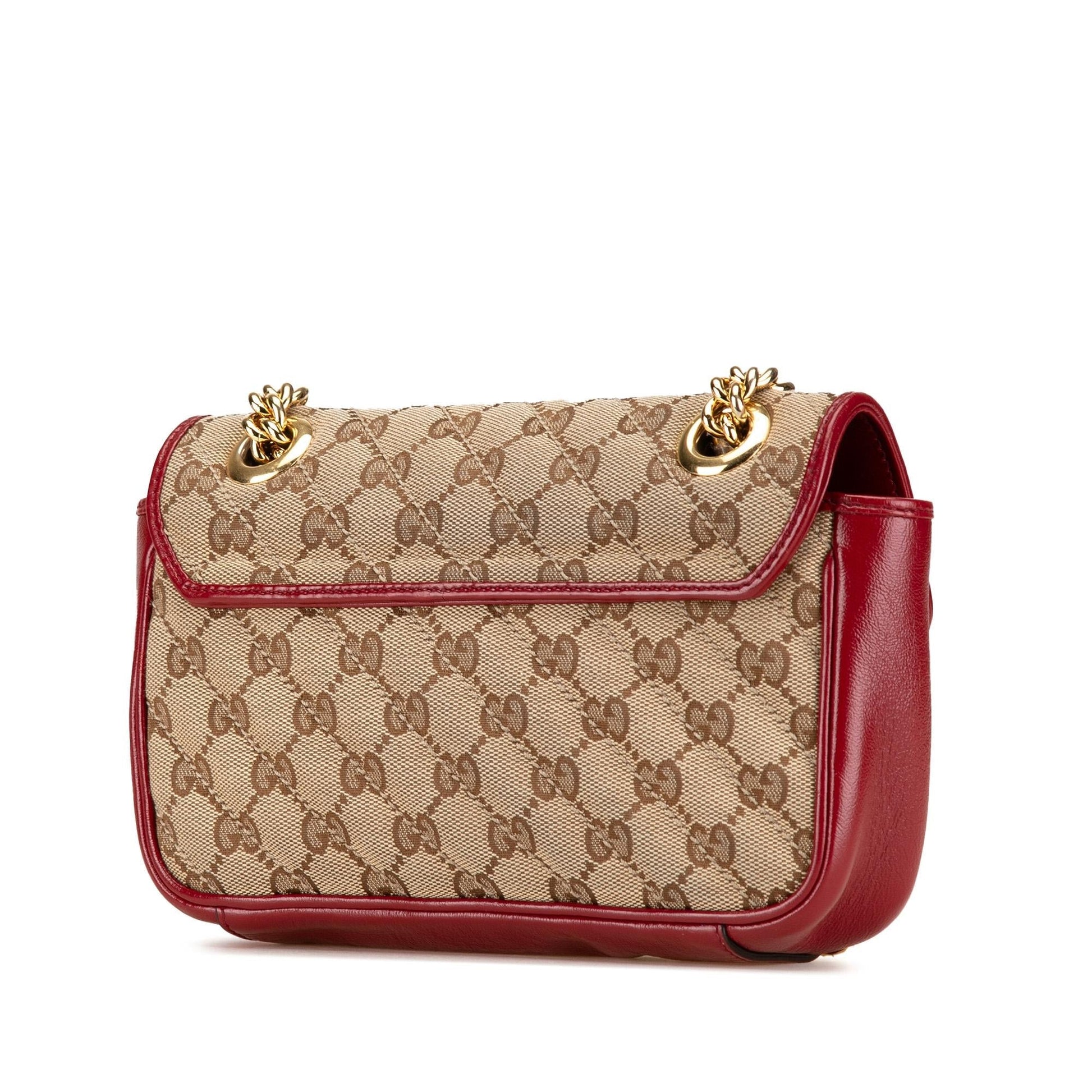 Gucci GG Marmont Flap Matelasse Canvas Calf Brown Crossbody Bag